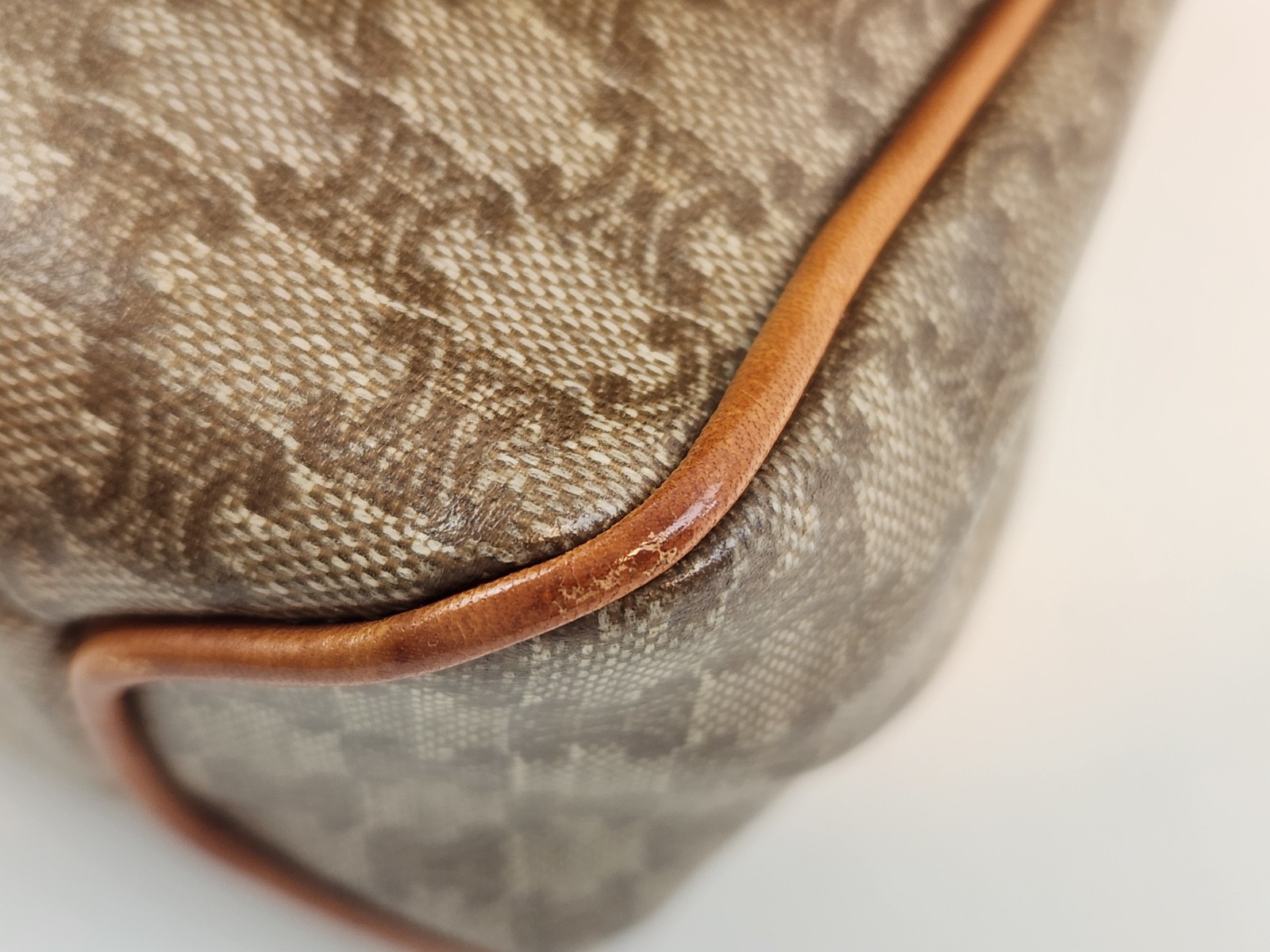 Authentic CELINE Paris Macadam Triomphe Clutch Brown Hand Bag Pouch Crossbody