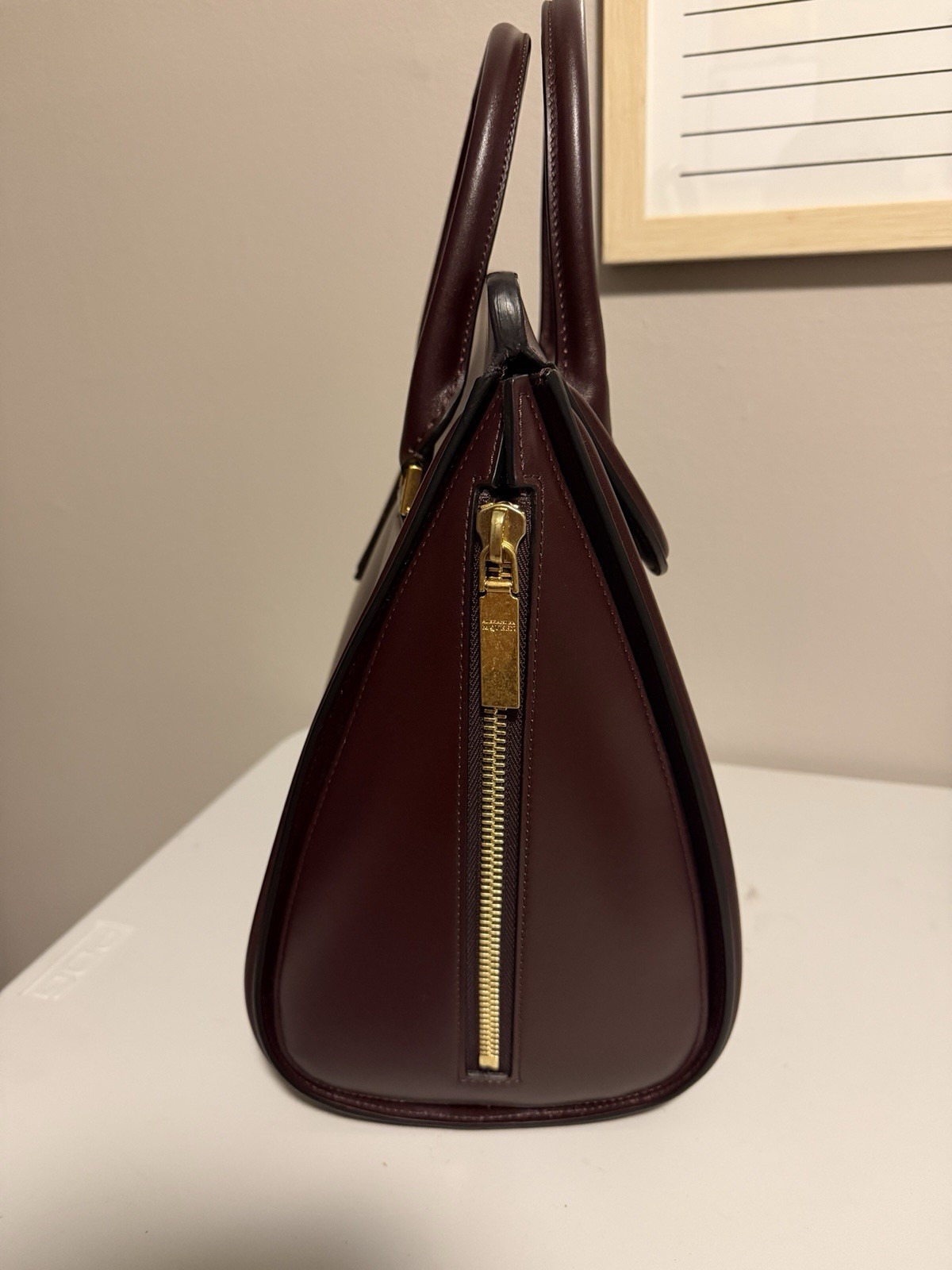 SLIGHTLY USED Alexander McQueen Dark Burgundy Leather Heroine Satchel & Glasses