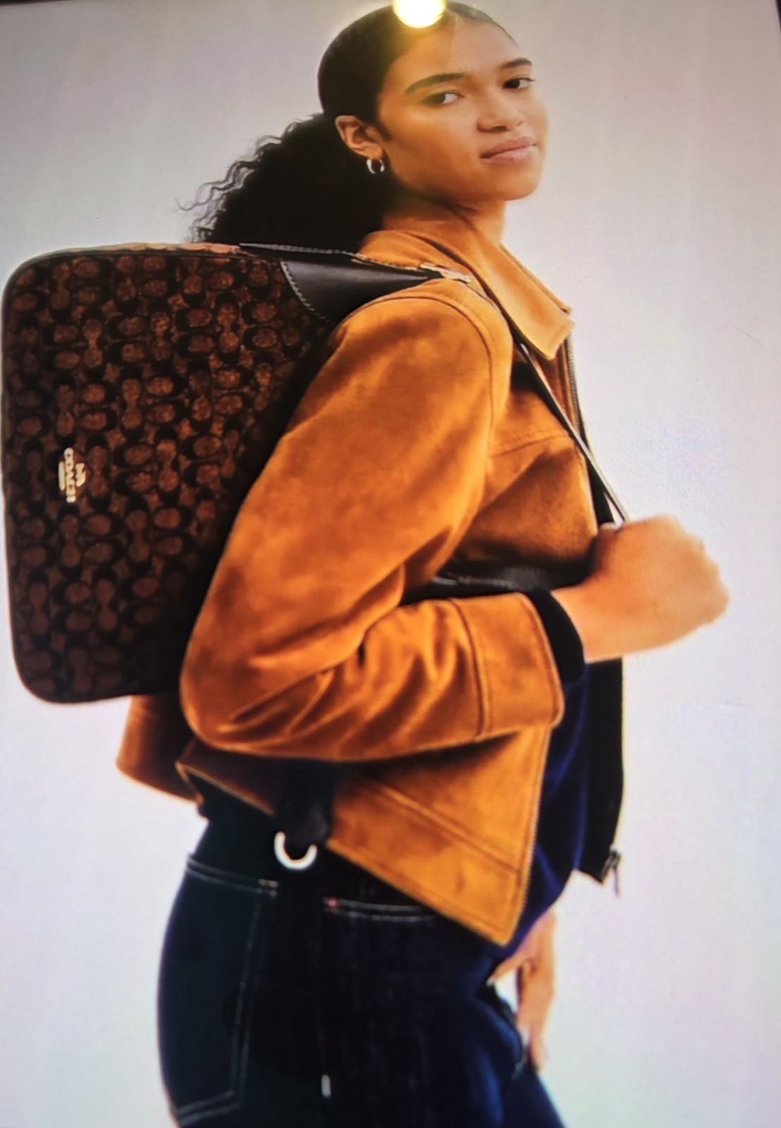 COACH Large Ella Shoulder Bag In Signature Chenille Gold Hardware CCE49 Ella