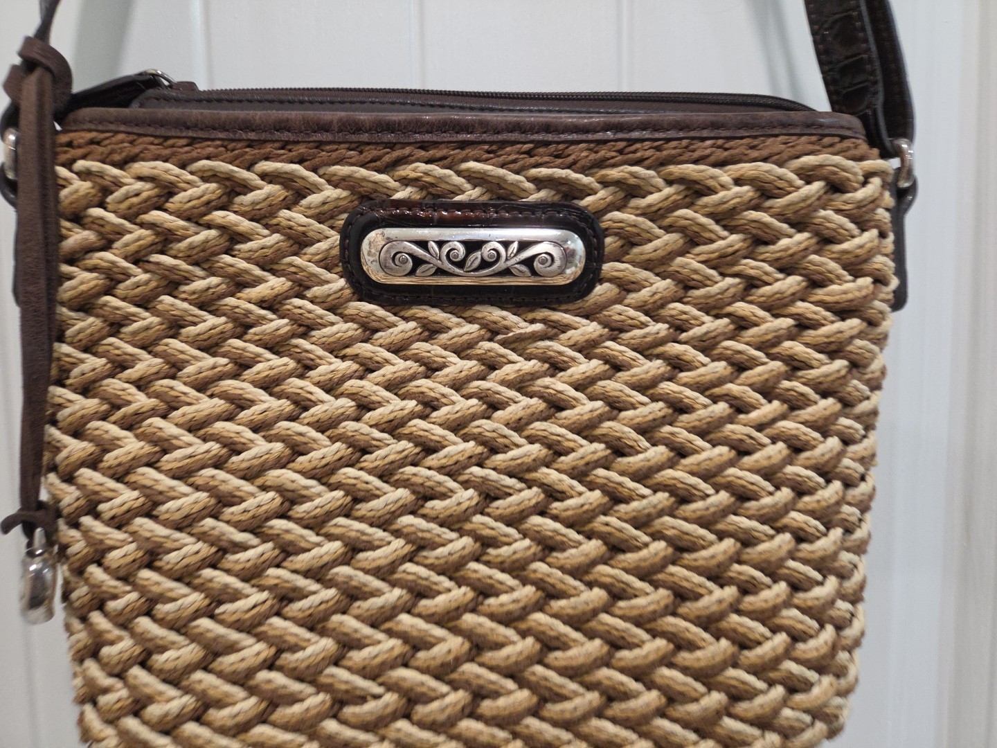 Brighton Braided Woven Straw Crossbody Messenger Purse