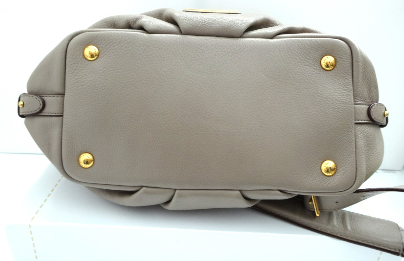 Marc Jacobs Electro Q Fran Shoulder Tote Bag Cement Pebble Leather