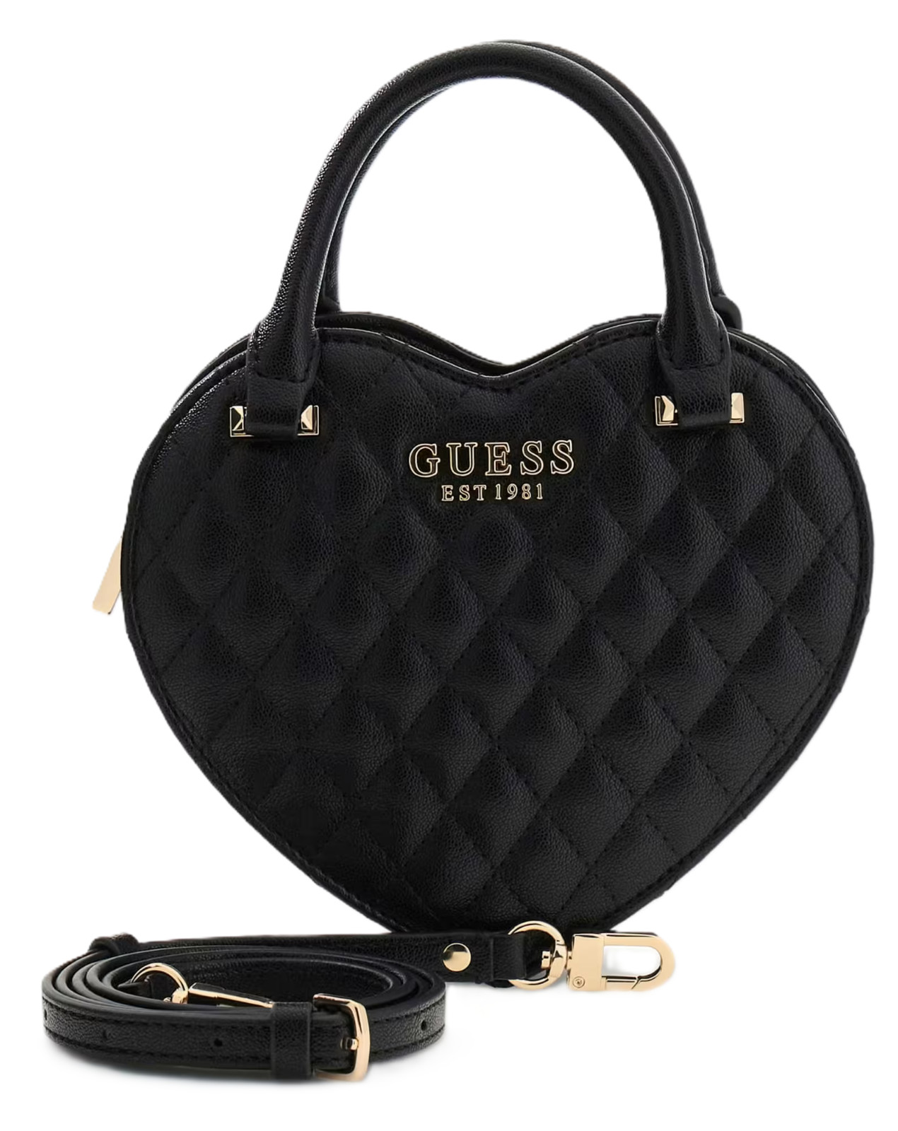 GUESS HWQG98 94770 ATABEY HEART BAG WOMEN ZIPPER ZIP FAUX LEATHER BLACK