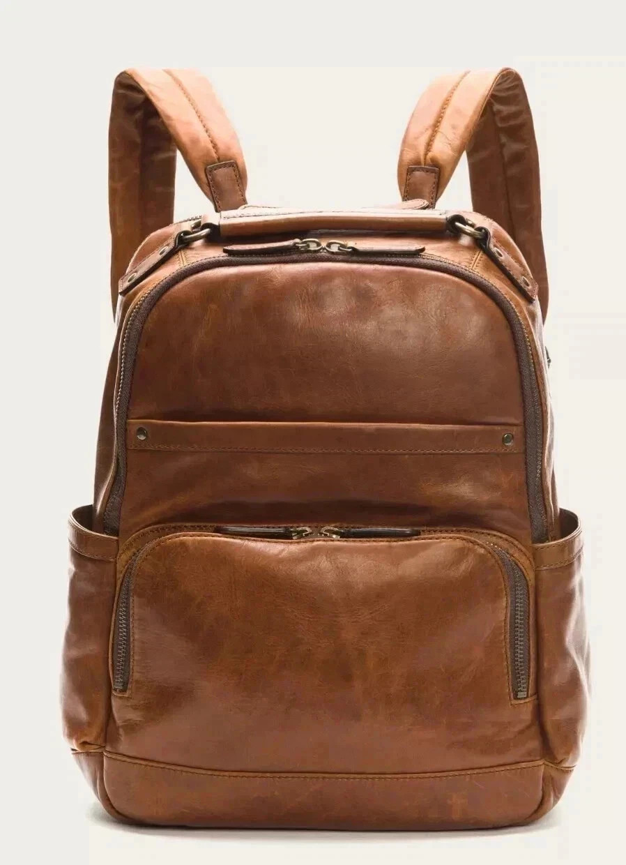 FRYE LEATHER BACKPACK-LOGAN MODEL FRYE MENS LOGAN BACKPACK BAG COGNAC ONE SIZE