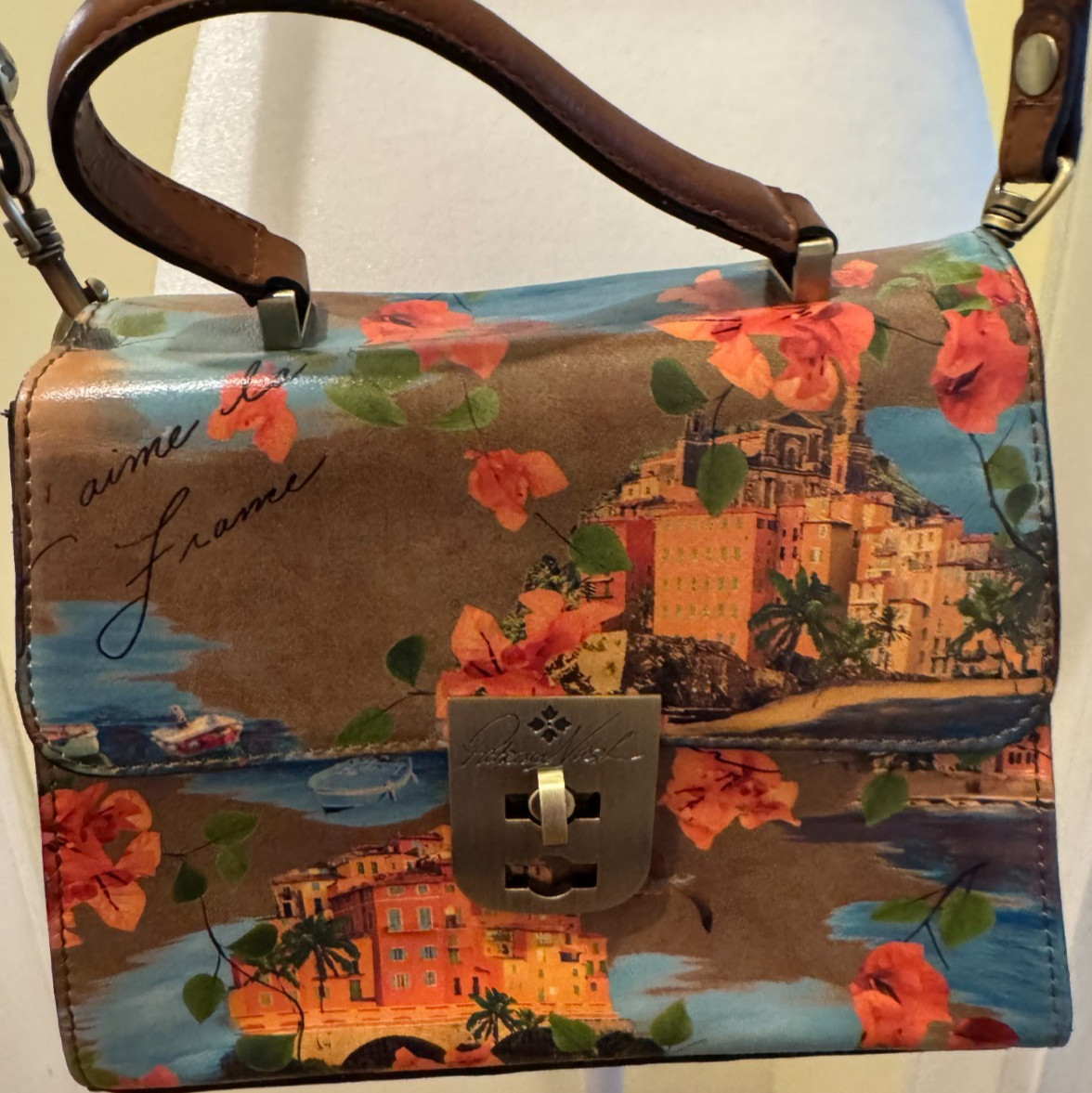 PATRICIA NASH Chauny French Riviera Leather Satchel Handbag Top Handle Preowned