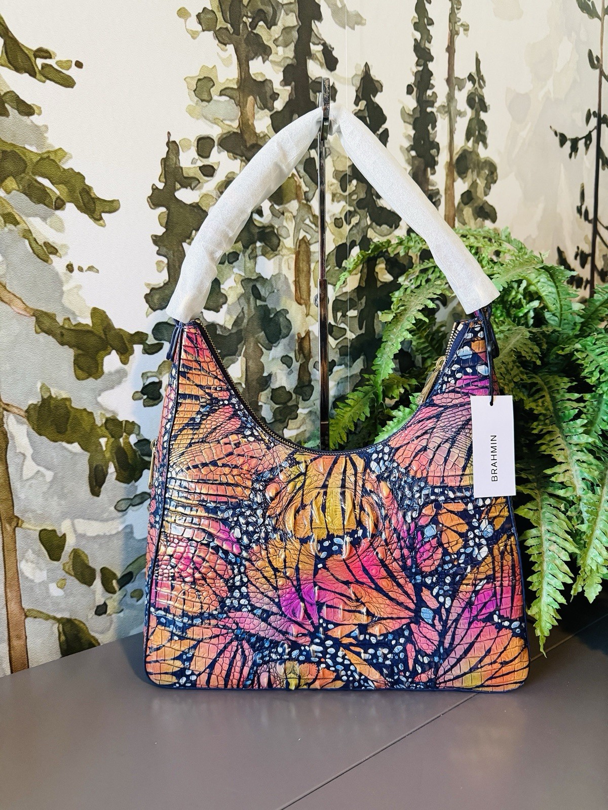 NWT Brahmin Tabitha Shoulder Bag Leather Flutter Butterfly