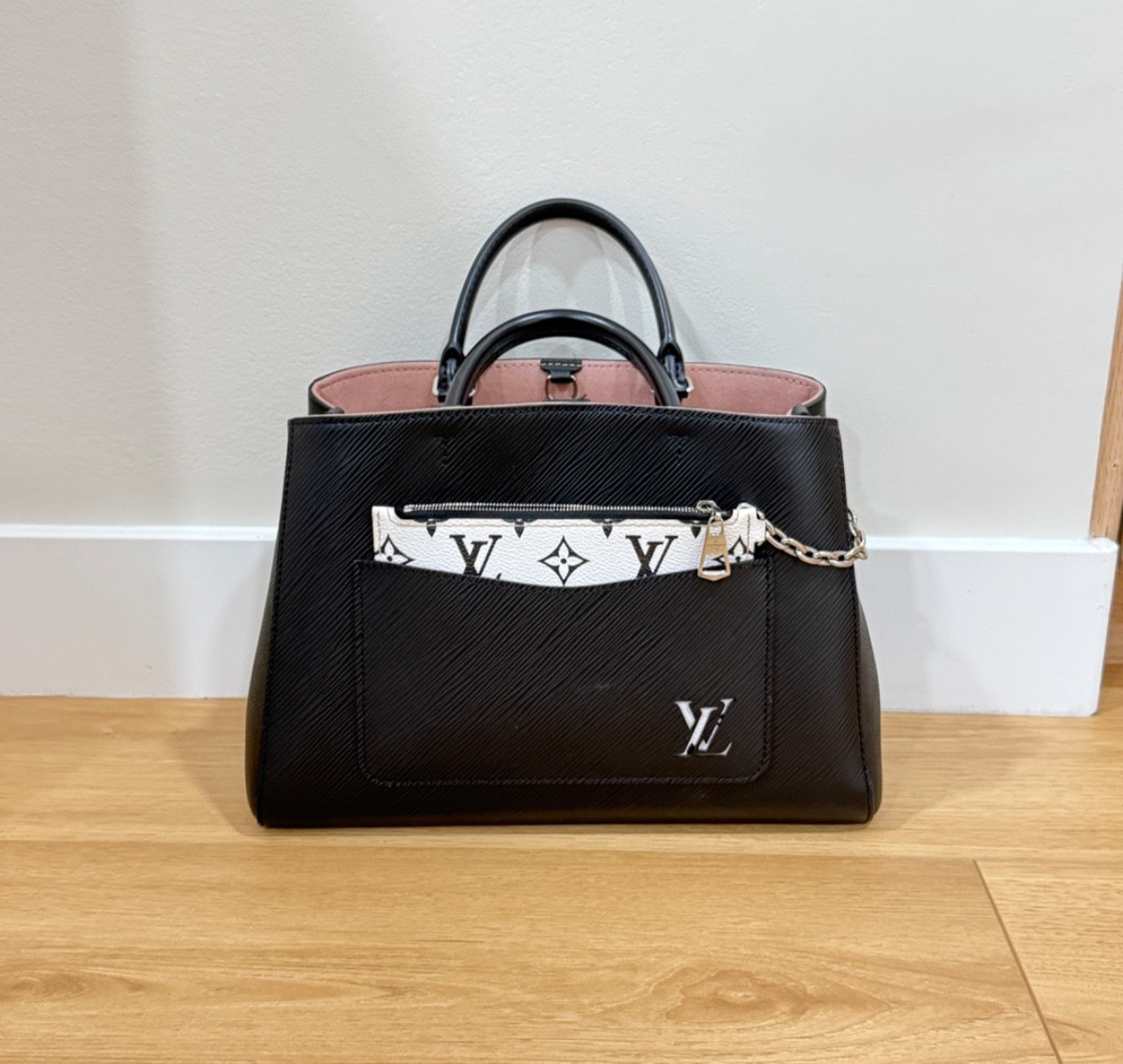 Louis Vuitton Black Marelle Tote Medium Model MM M59954 w/ Dust Bag