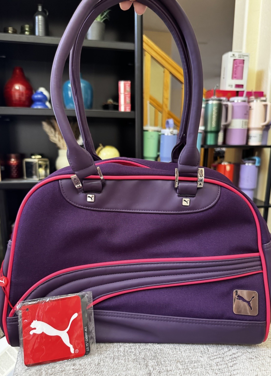 NWT 🔥 Puma Women Mesh Grip Purple Pink Shoulder Bag Carry-All Plum Purple MINT