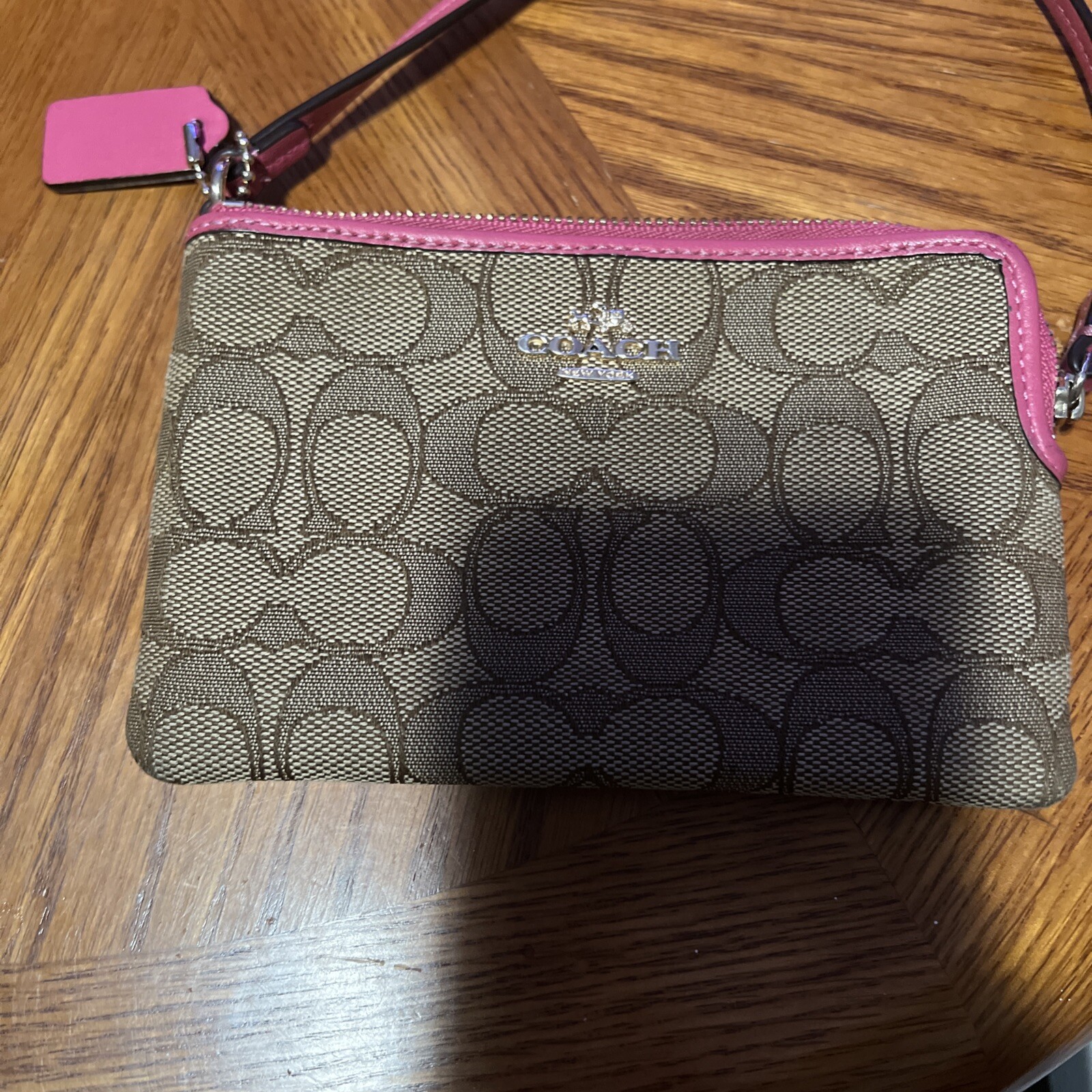 Coach Signature Crossbody Bag Brown with Pink Ruby With Matching Wristlet