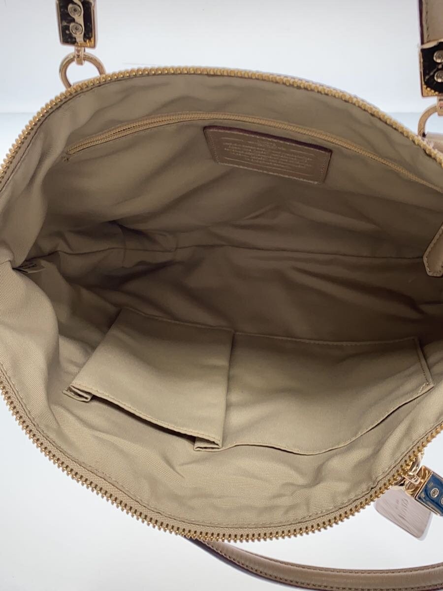 COACH Handbag Leather BEG Shoulder Strap Missing
