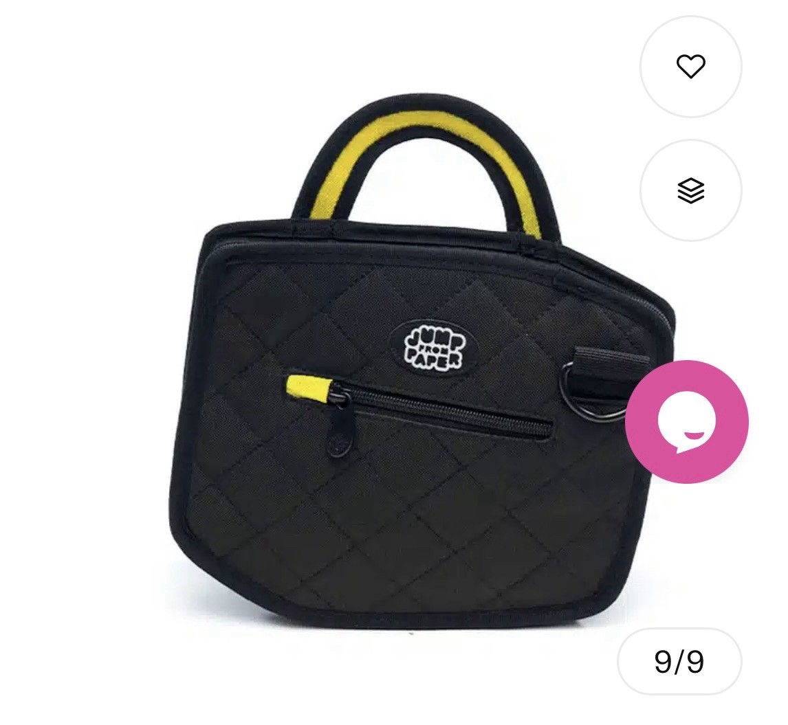 JumpFromPaper Checkered 3D Cartoon Pop Art Shoulder Bag Zip Top Handle Strap