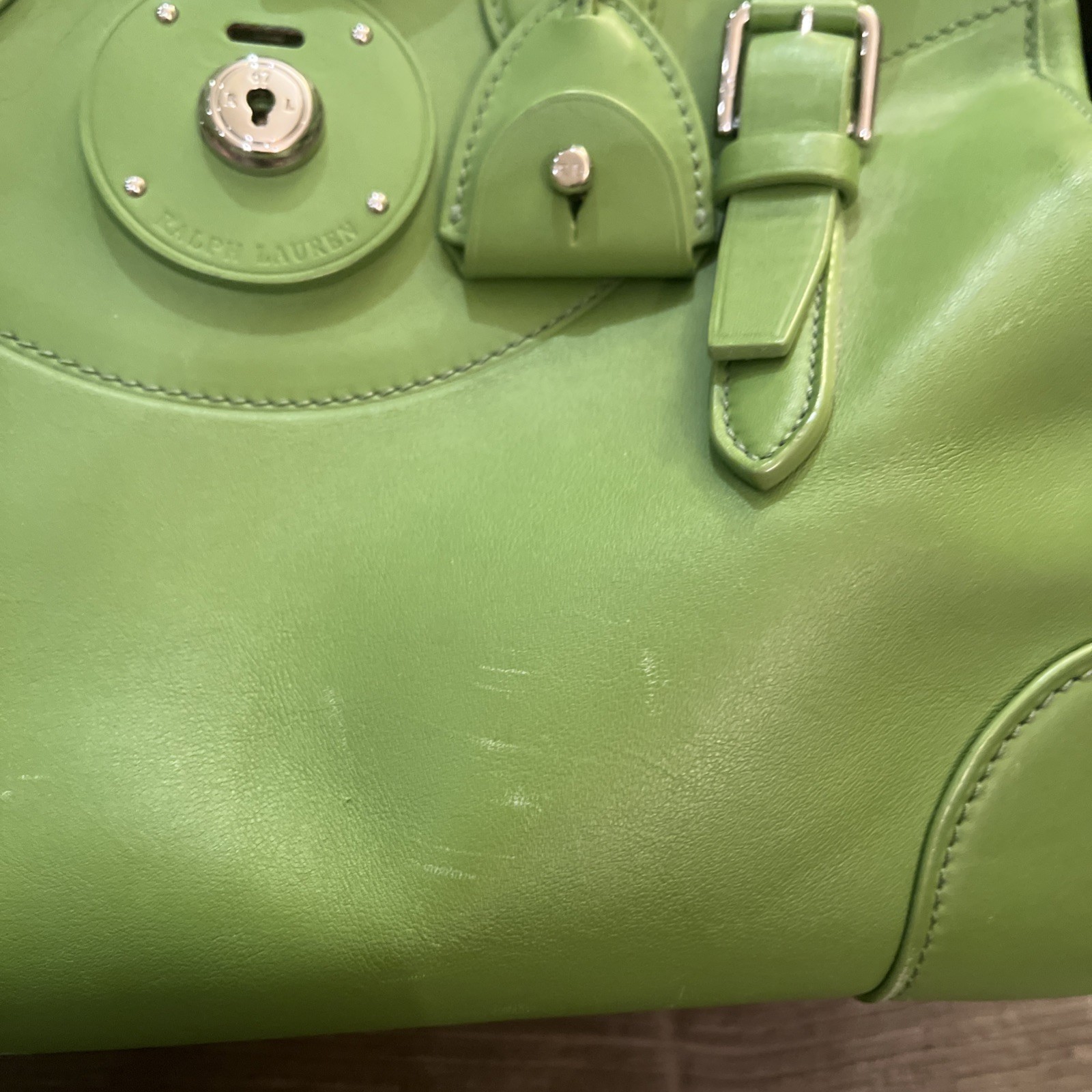 Ralph Lauren Rare Lime Green Ricky 33 Calfskin Soft Leather Bag Purse