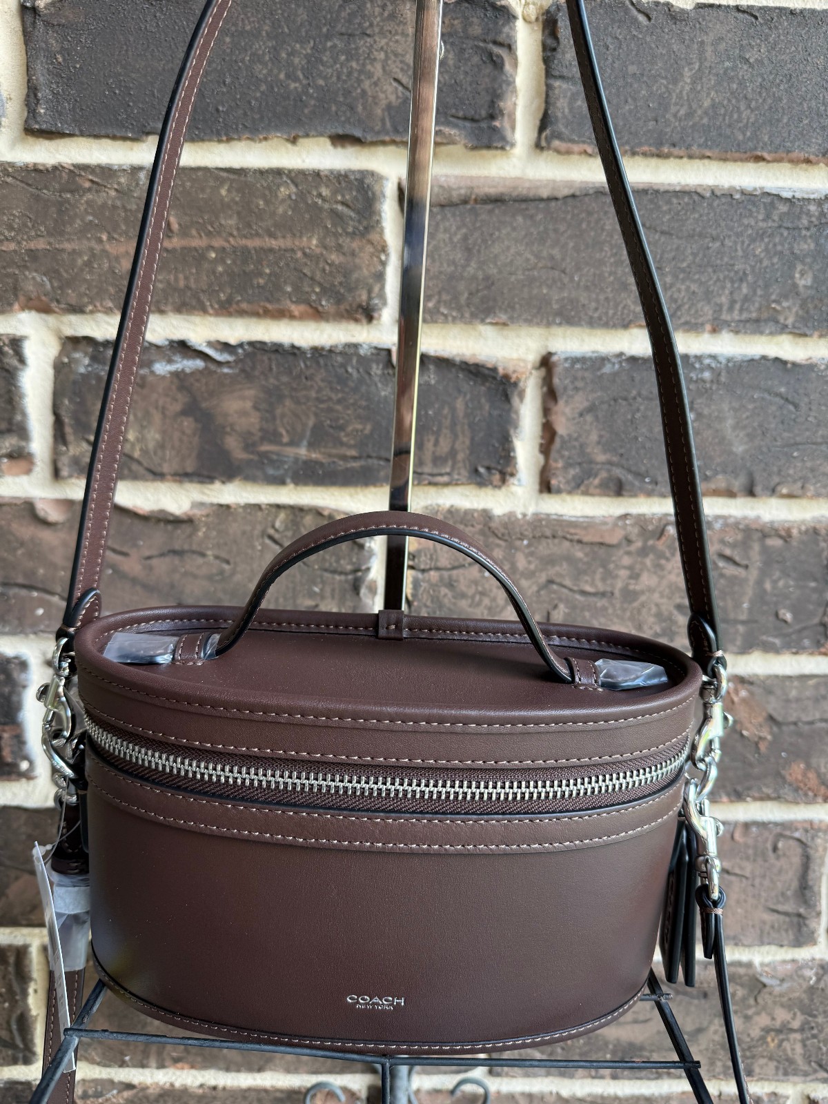 NWT Coach Trail Bag Crossbody CBG93 Maple Silver brown Glovetanned leather