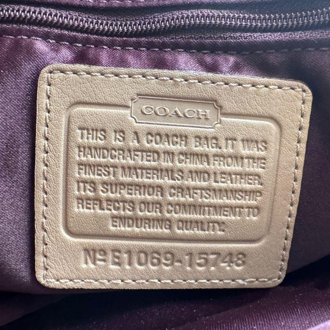 COACH Tote Shoulder bag Leather Suede Beige Used from Japan 30cmx22cmx11cm 15748