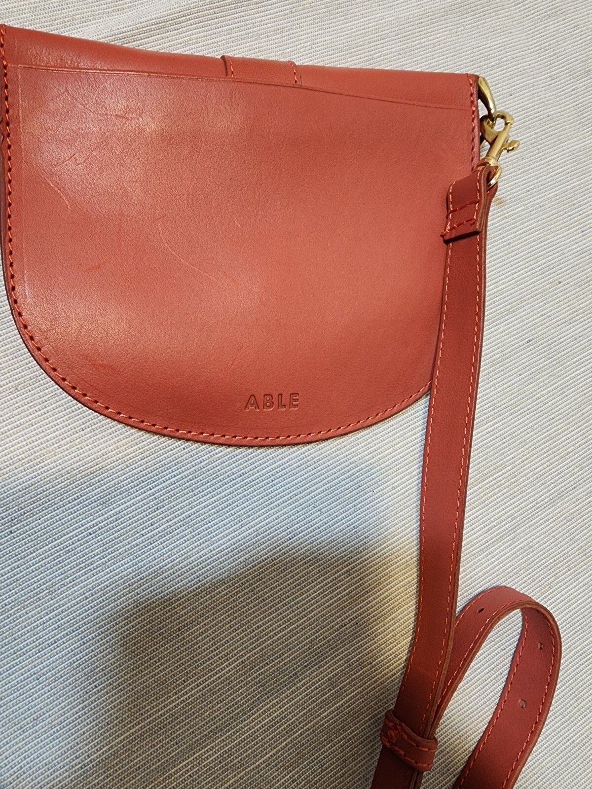 Able Medium Beautiful Leather Rust Clay Crossbody