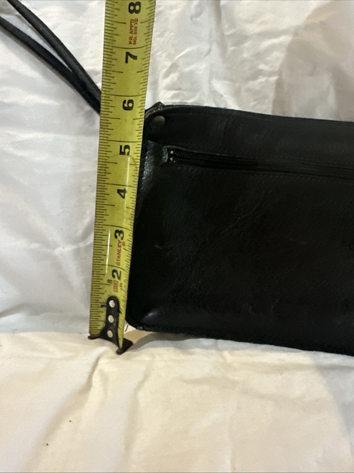 ASTRO GENUINE Black LEATHER Made In Brazil Ladies Clutch Wrist strap Zippers
