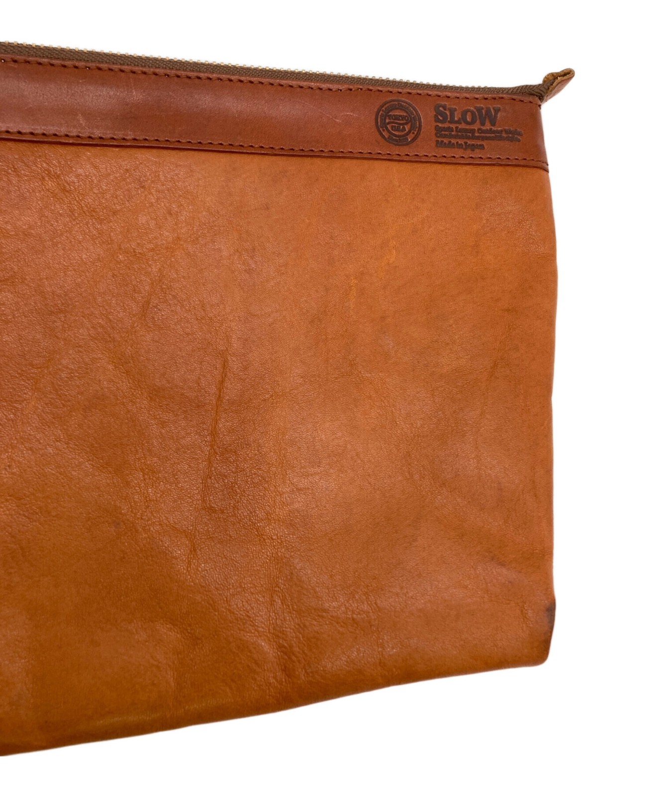 SLOW Clutch Bag Leather Brown Authentic From Japan