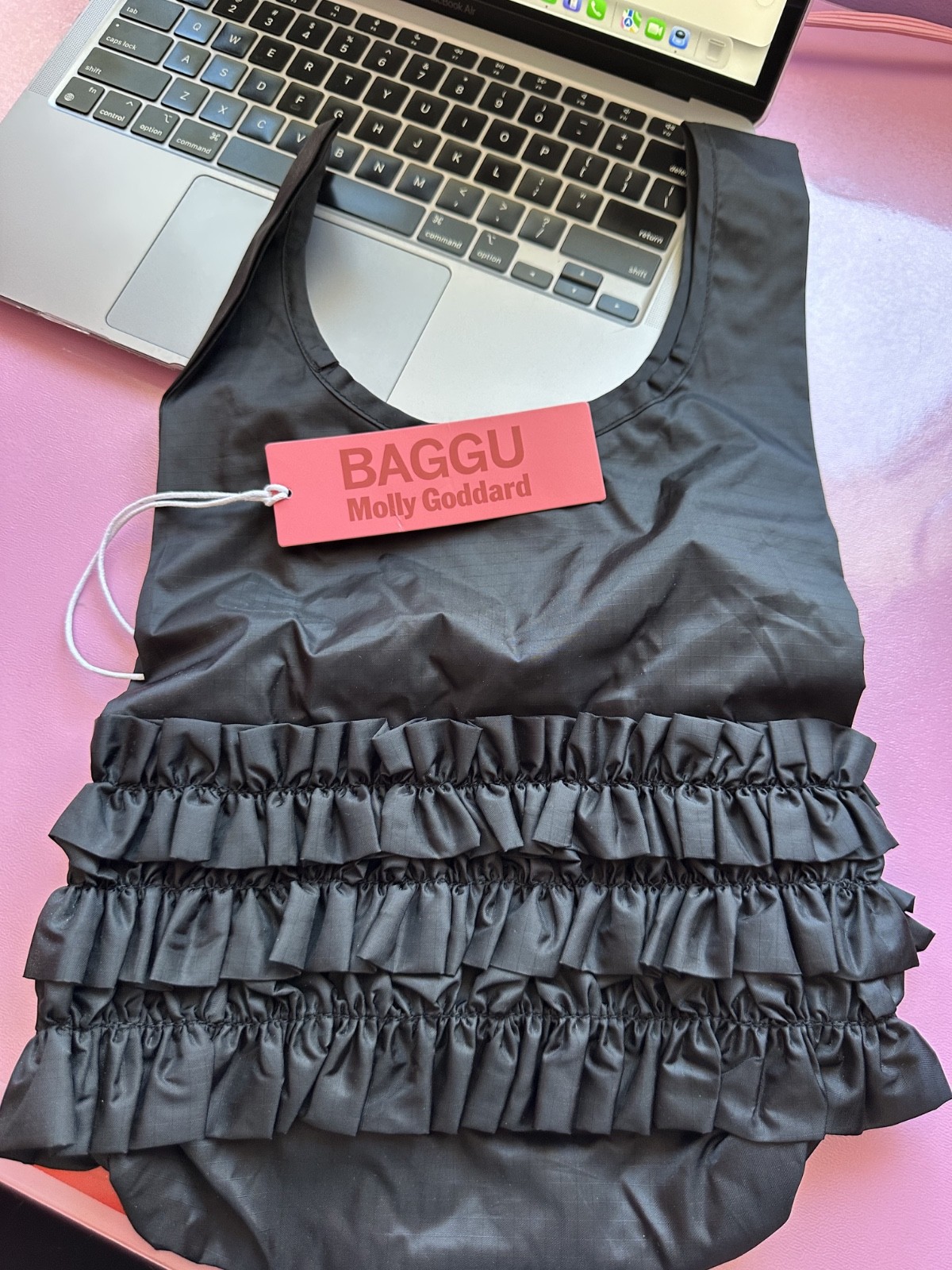 Molly Goddard X BAGGU Black Mini Shopping Bag