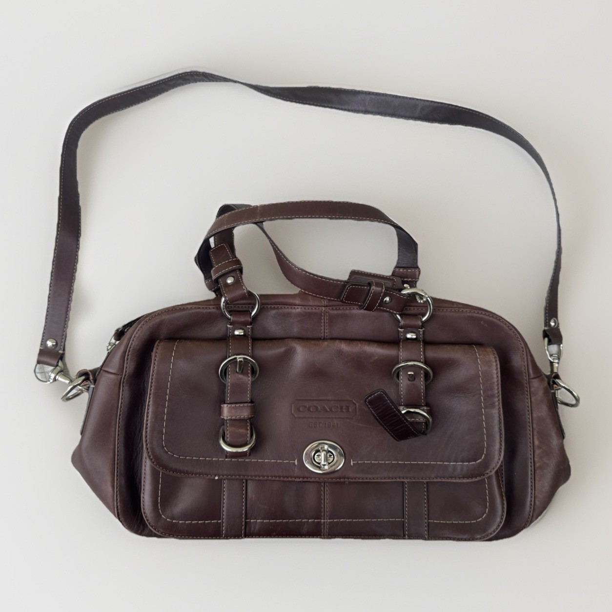 Vintage Chelsea Brown Leather Coach Satchel Bag Purse Chunky Hardware Y2K VTG