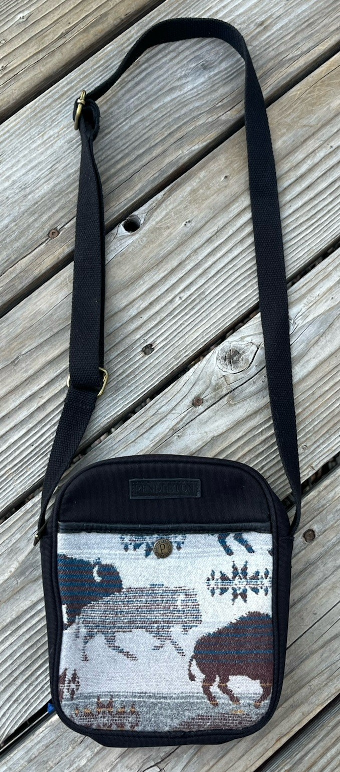 Pendleton Crossbody Satchel Purse Wool Canvas Bison Western – Black