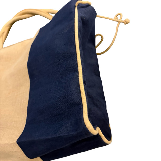 Von Maur Canvas Tote Bag Blue & Tan Shopper Beach Travel Carryall