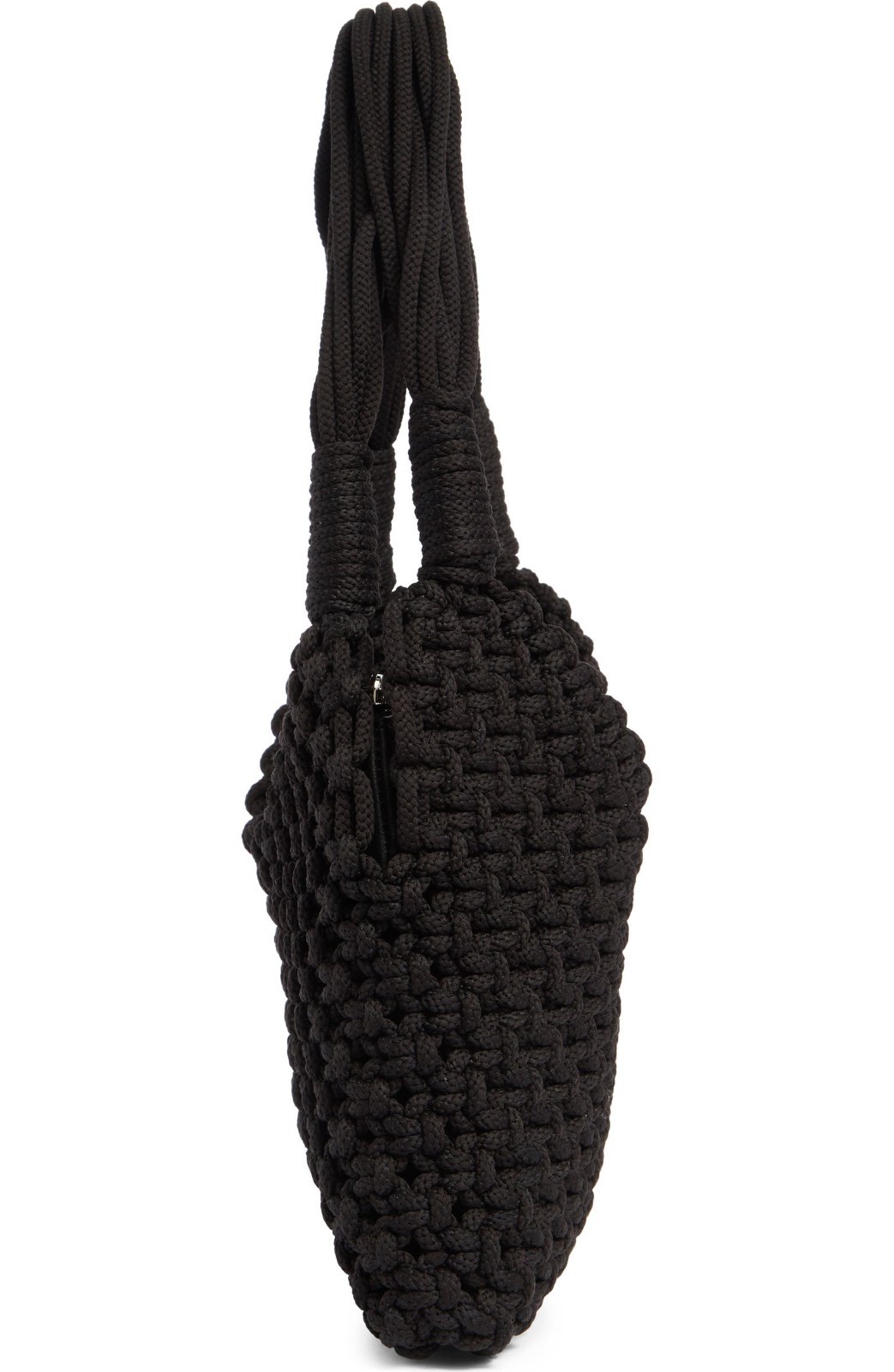 NWT BCBG Woven Shoulder Bag Black Removable Pouch 2-in-1 Knit Designer Handbag