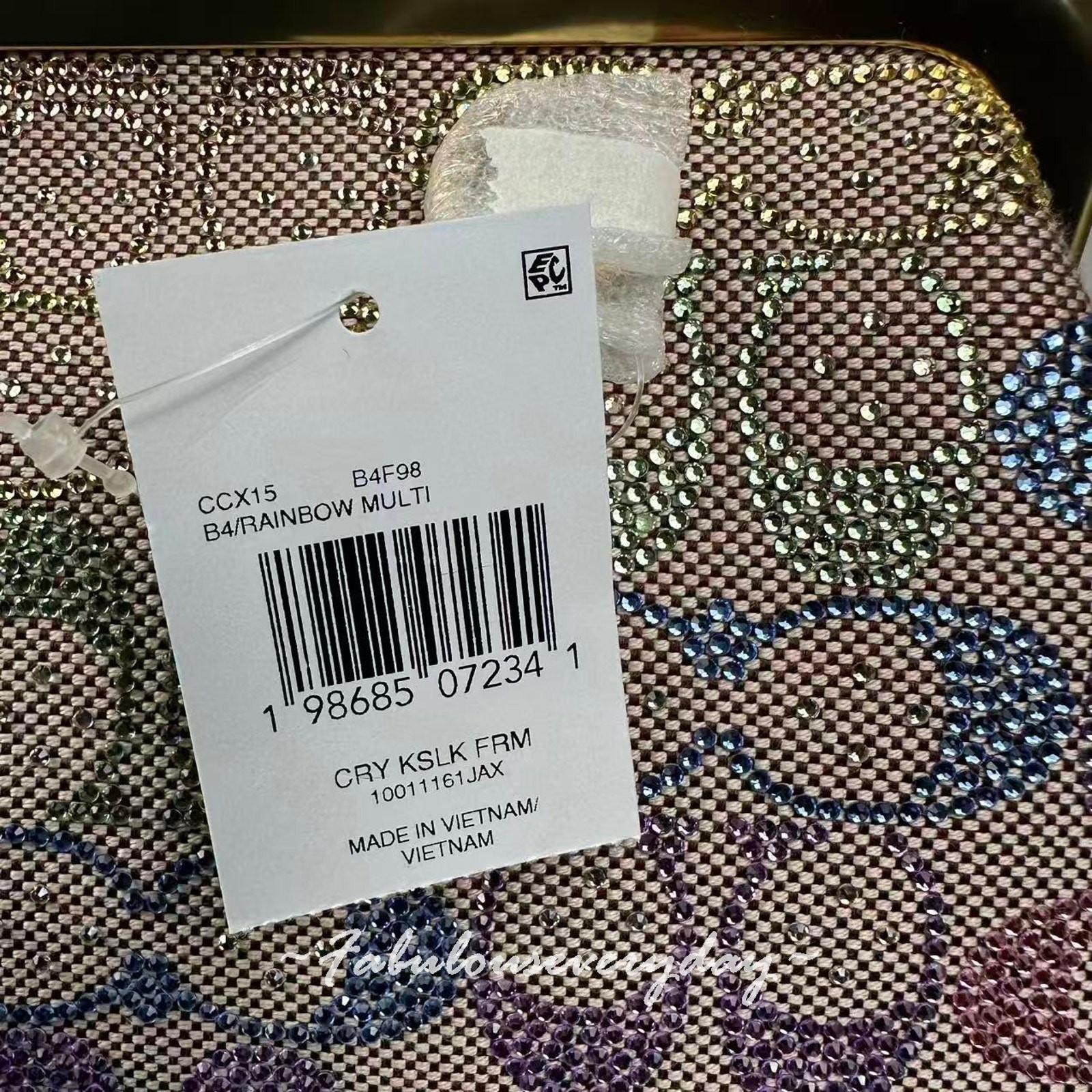 Coach Large Kisslock Frame Bag In Crystal Signature Jacquard Brass/Rainbow CCX15