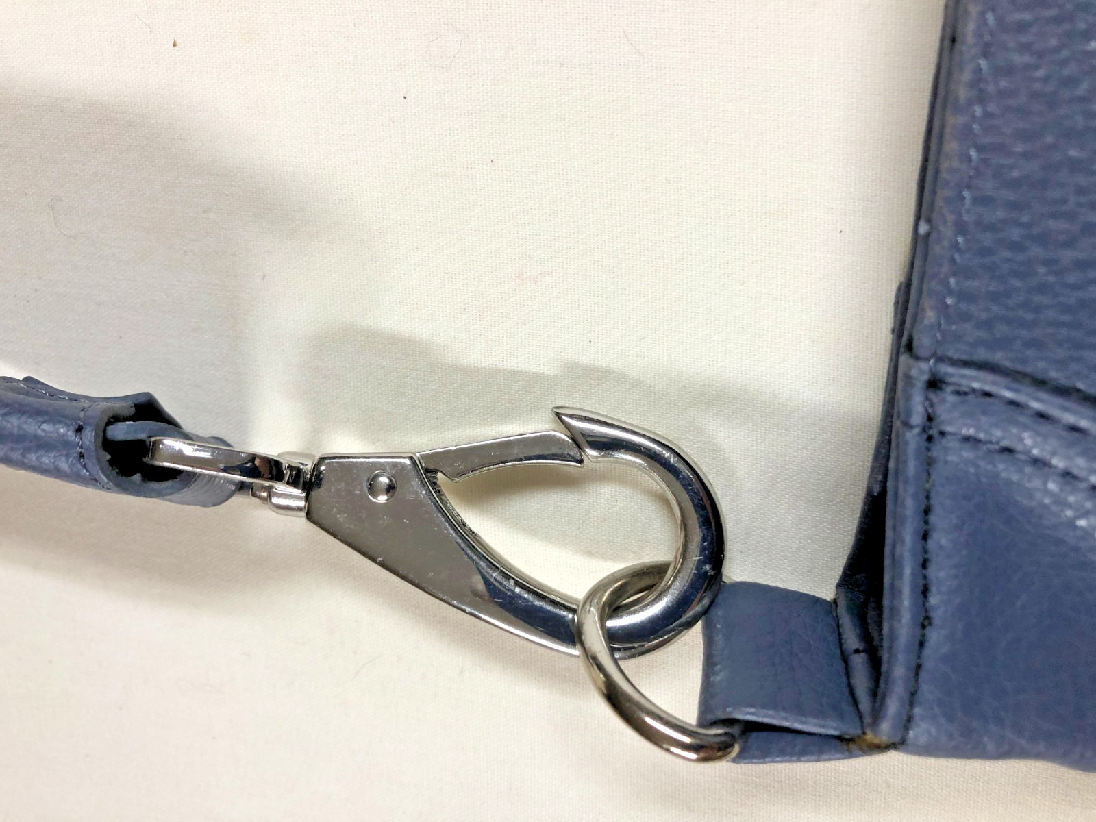 Stone & Company Blue Gray pebbled Leather Bucket shoulder bag, pockets