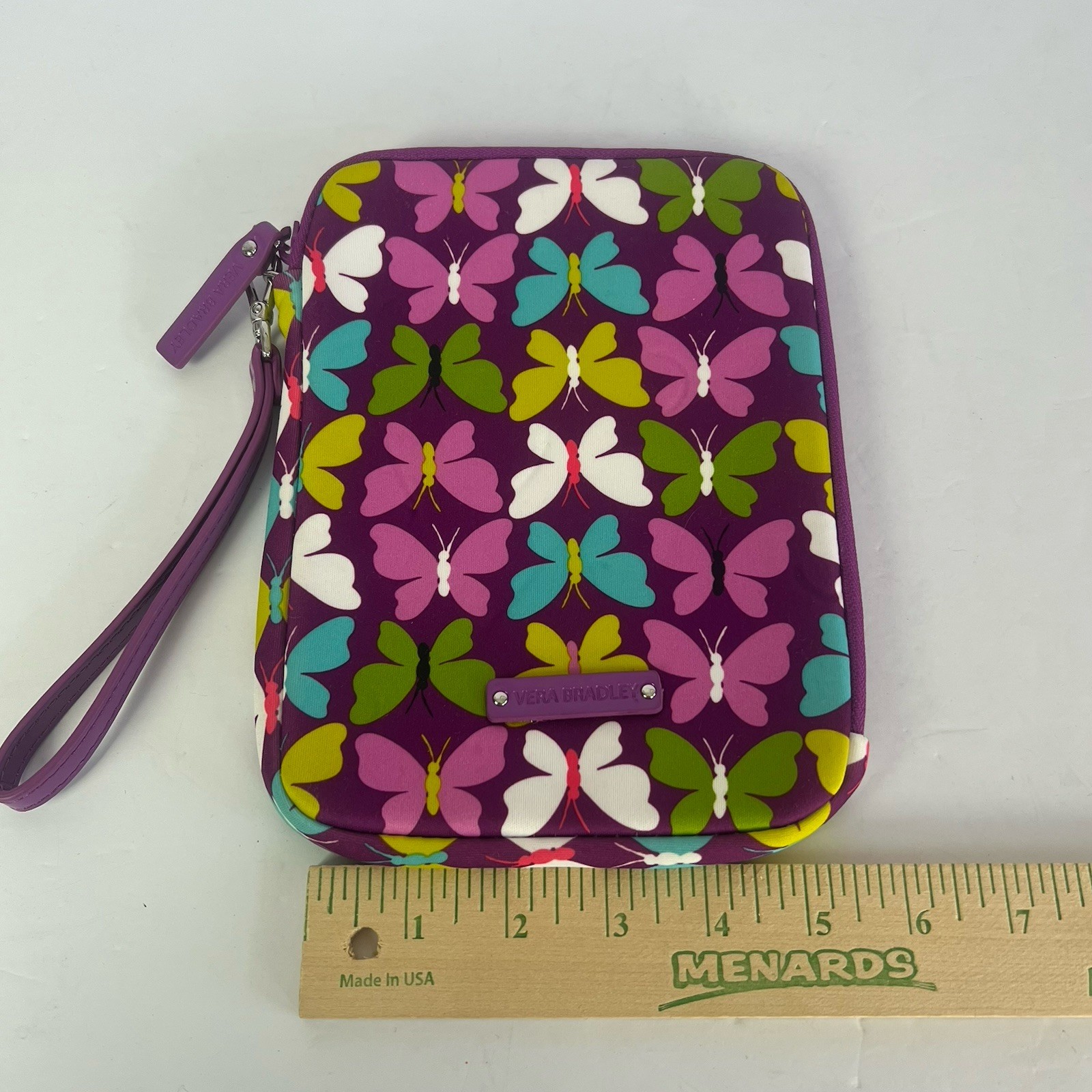 Vera Bradley Flutterby Butterflies Medium Tablet Sleeve Neoprene Padded Zip