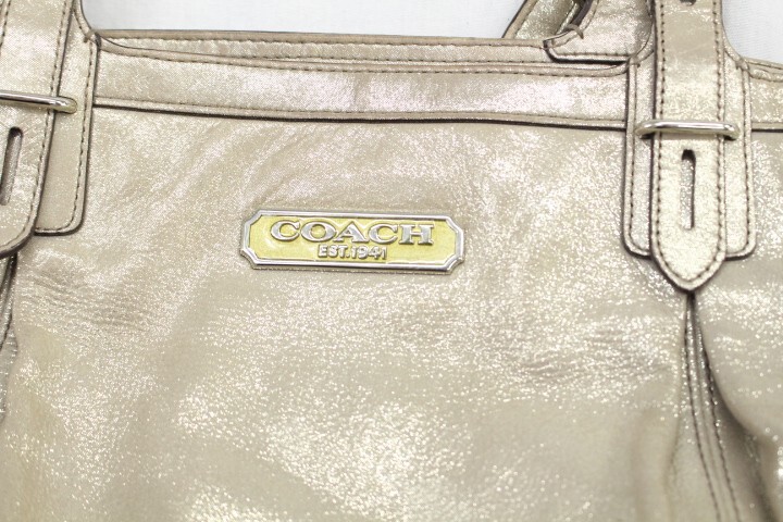 Coach Hampton Laguna Metallic Shimmer Nude Gold Tote Bag Purse M1060-F16562