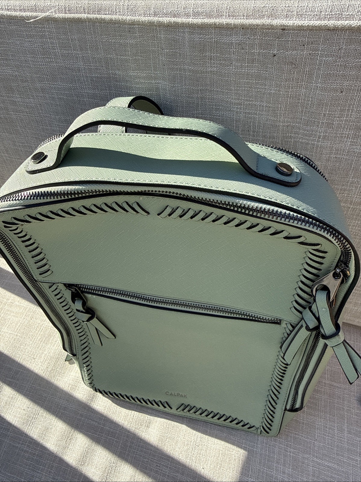 CALPAK Mint Green Kaya Backpack laptop, pink Silver Hardware Travel Sleeve