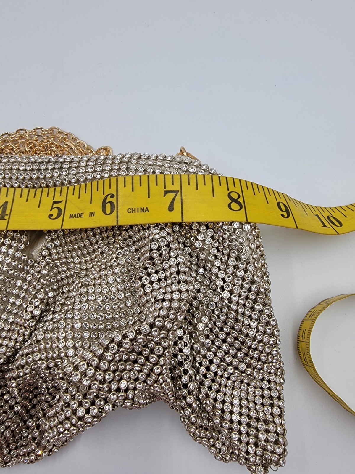 INC International Concepts Pleated Clutch Women’s Champagne Frame Closure~