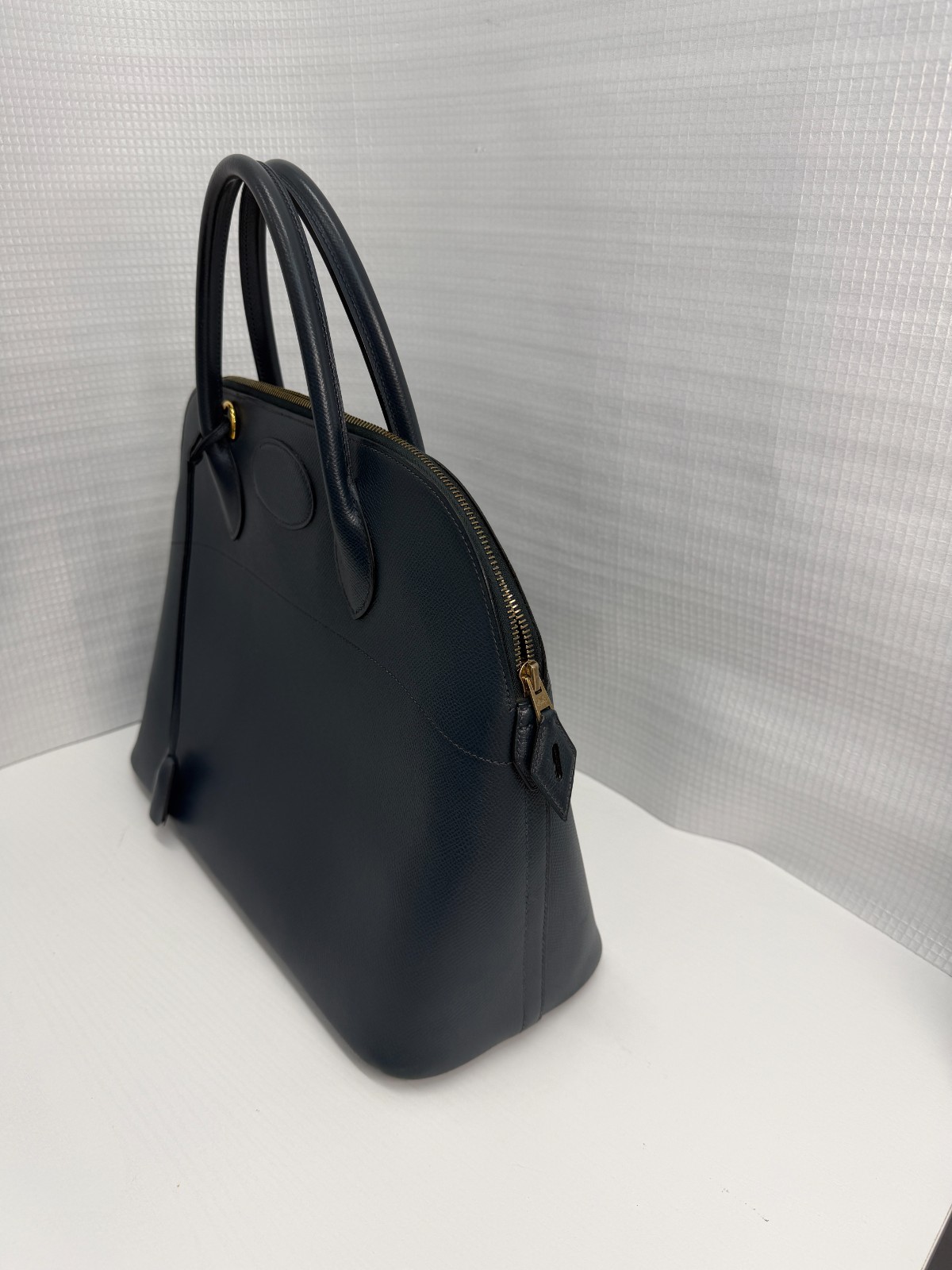 Hermes Bole 35 Shoulder Bag Silver Blue □C Women’s