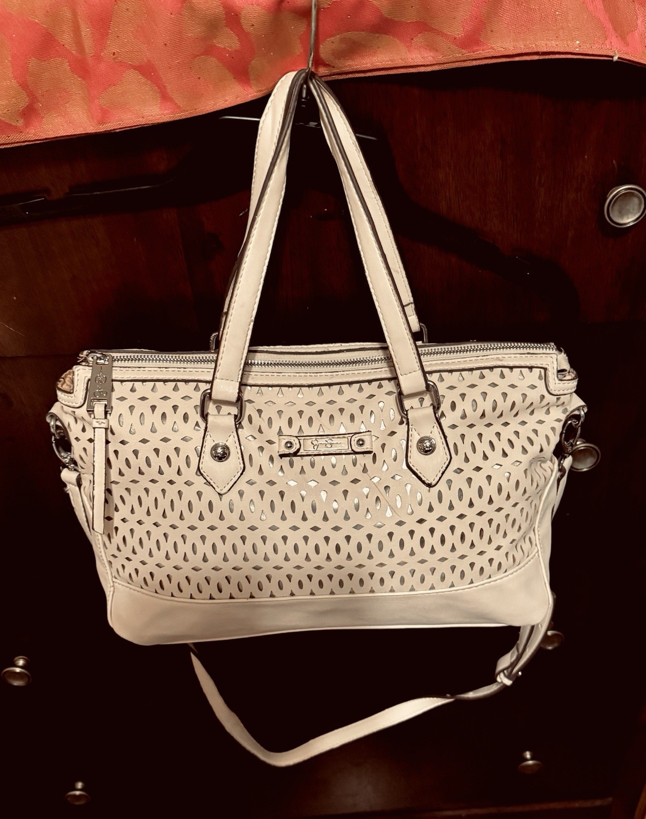 Vintage Jessica Simpson Laser-Cut Satchel handbag with Removable Strap