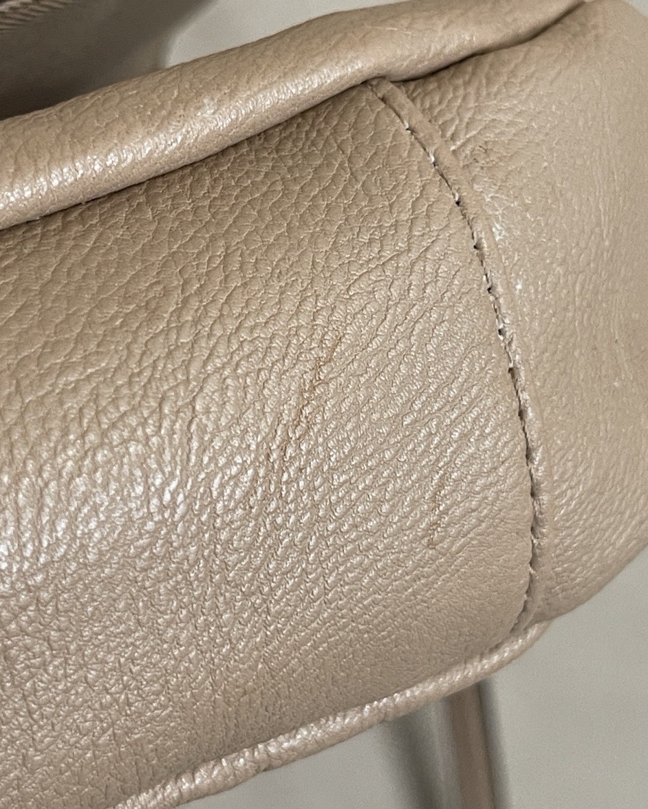 MERONA Beige Faux Leather Satchel Crossbody/Shoulder Bag Handbag Purse Gold-Tone