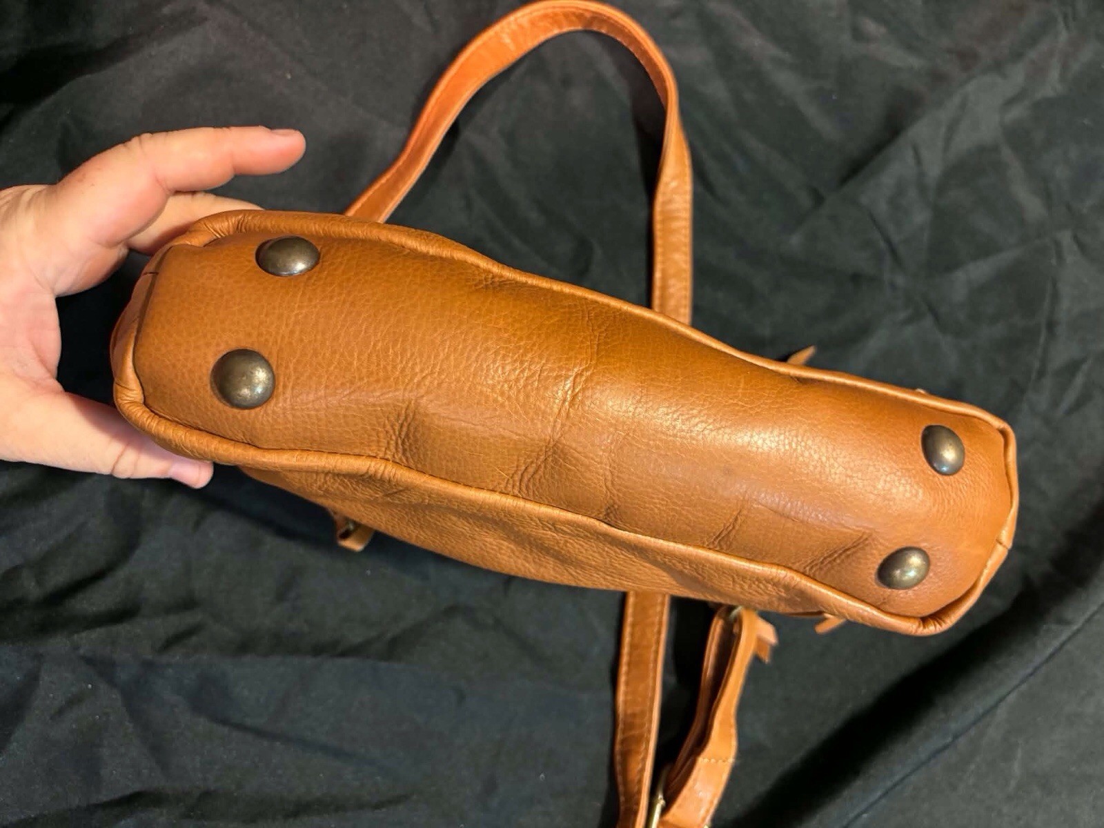 Wanderers Travel Co Cognac Genuine Leather Crossbody Bag Multi Zip Shoulder Tan