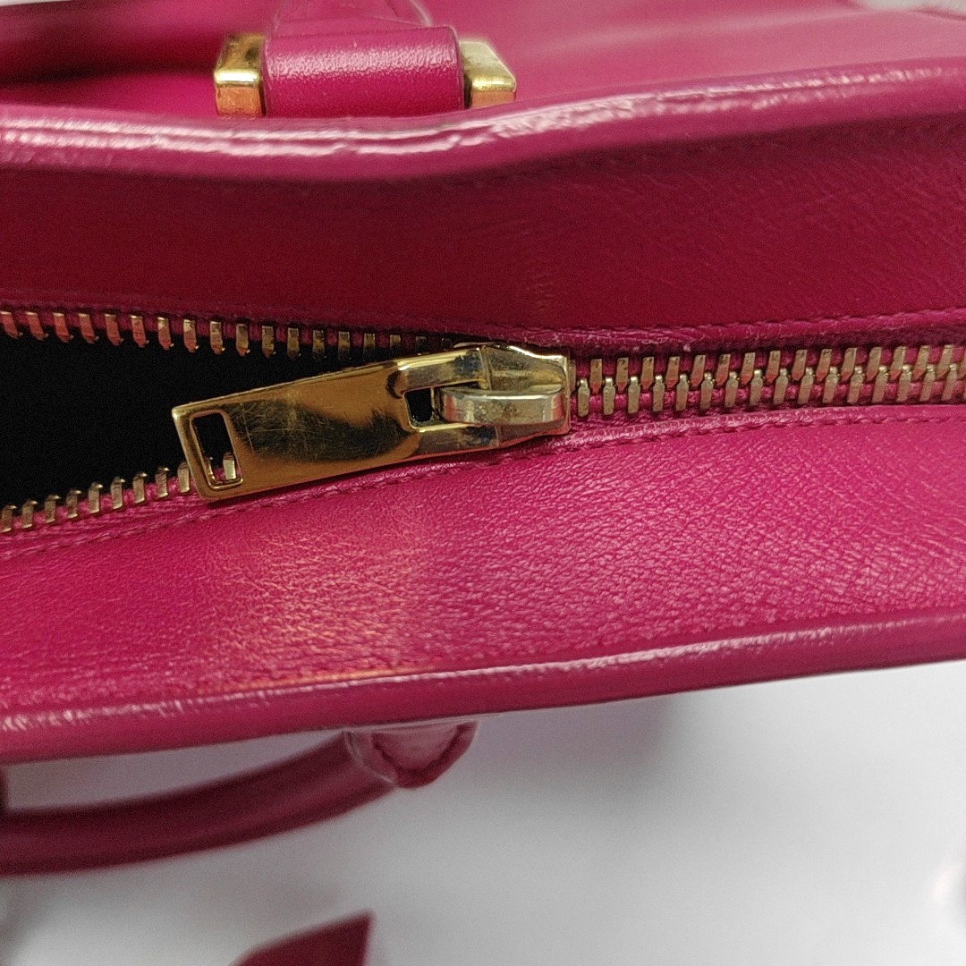 Saint Laurent Baby Cabas Hand Shoulder Bag Smooth Calfskin Leather Fuchsia Pink