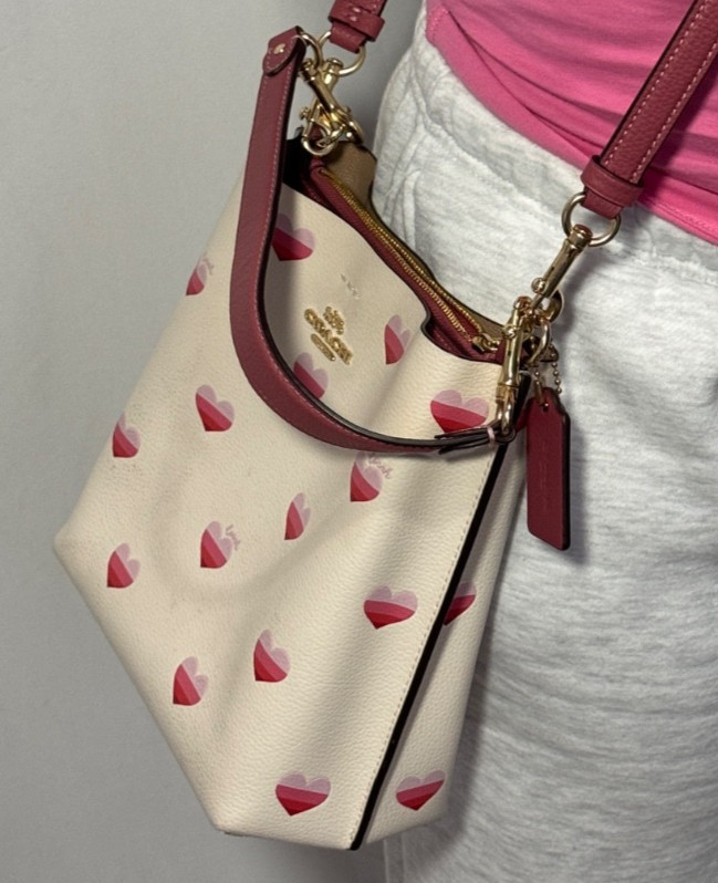 Coach Mollie Bucket Bag 22 In Signature Canvas With Heart Print