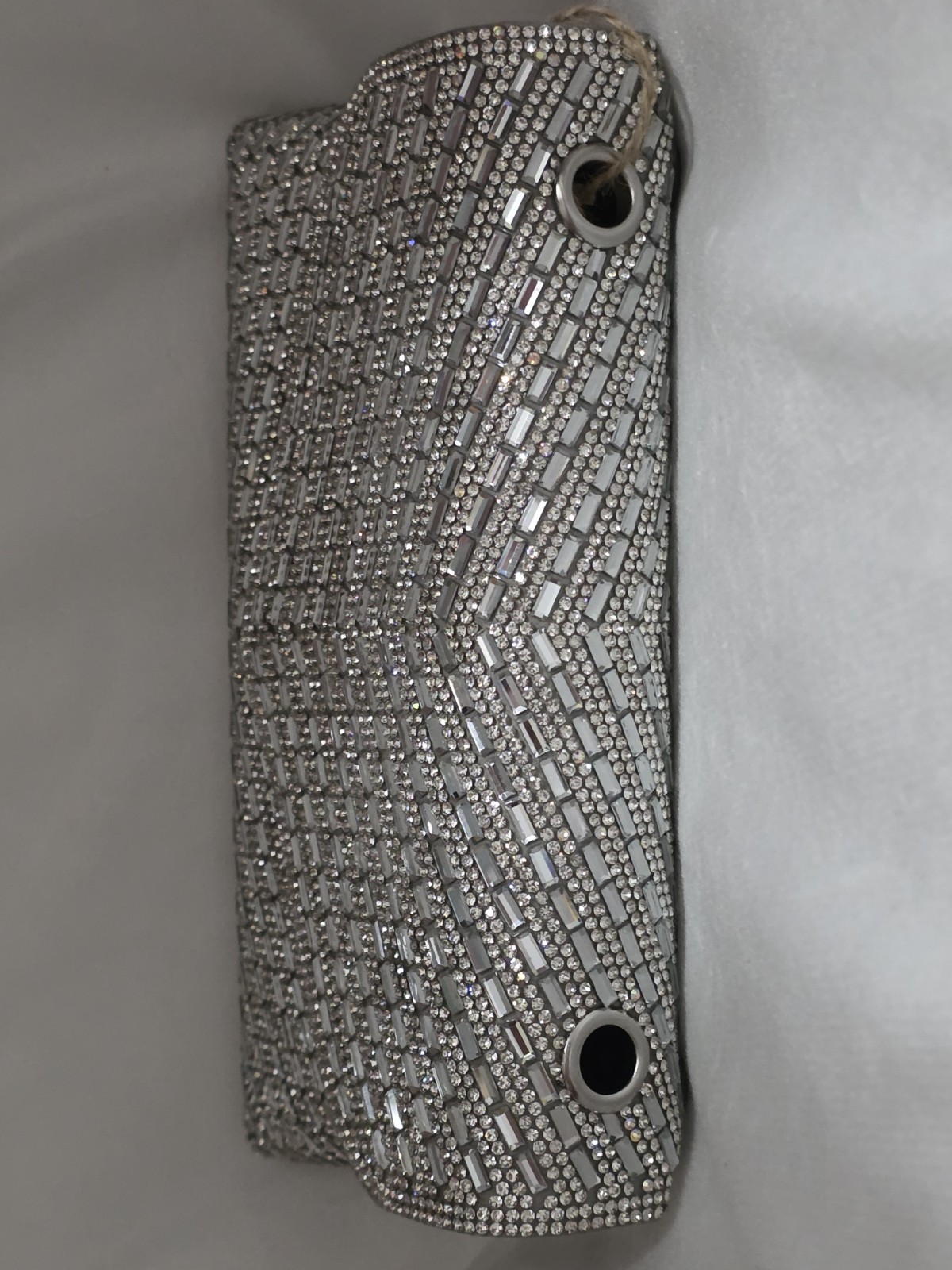 Elegant Evening Clutch/Shoulder Bag Silver Rhinestones &Crystals In “V” Pattern