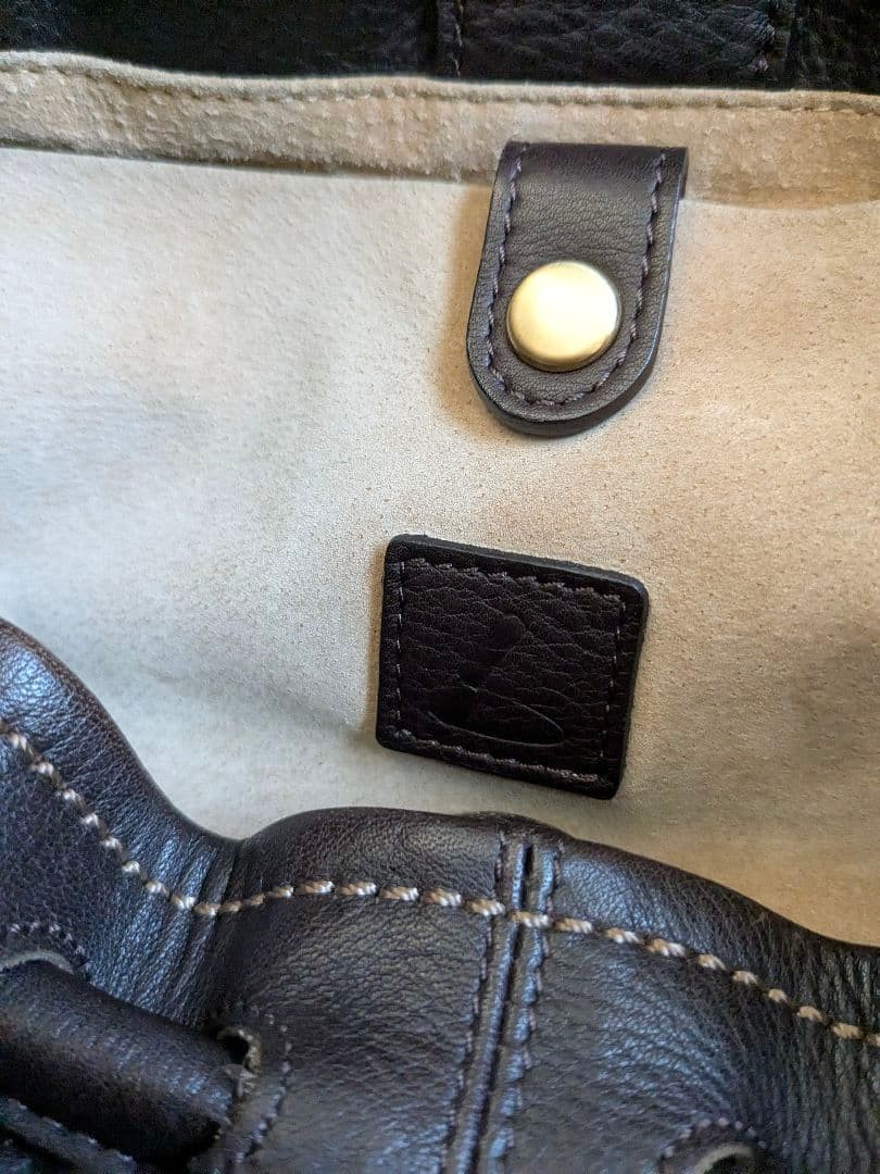 Tsuchiya Kaban Leather Handbag Brown Womens Used From Japan
