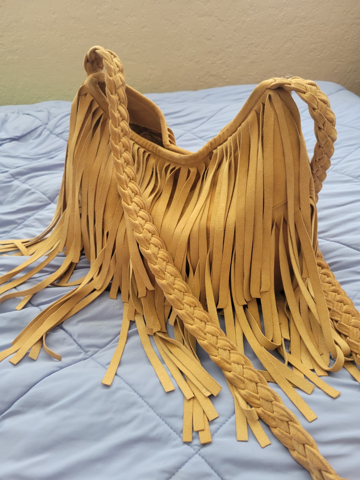 JJ Winters Vanessa CAMEL TAUPE SUEDE Fringe Crossbody BOHO WESTERN Texans Bag