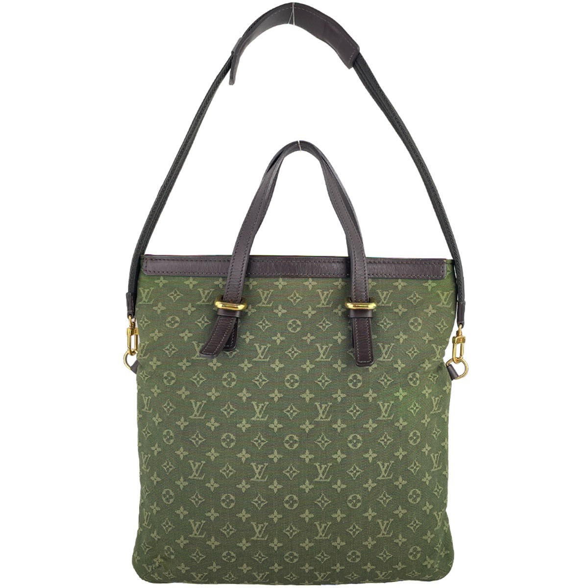 Louis Vuitton Monogram Mini Francoise 3way Cotton Leather Khaki Tote bag 4617