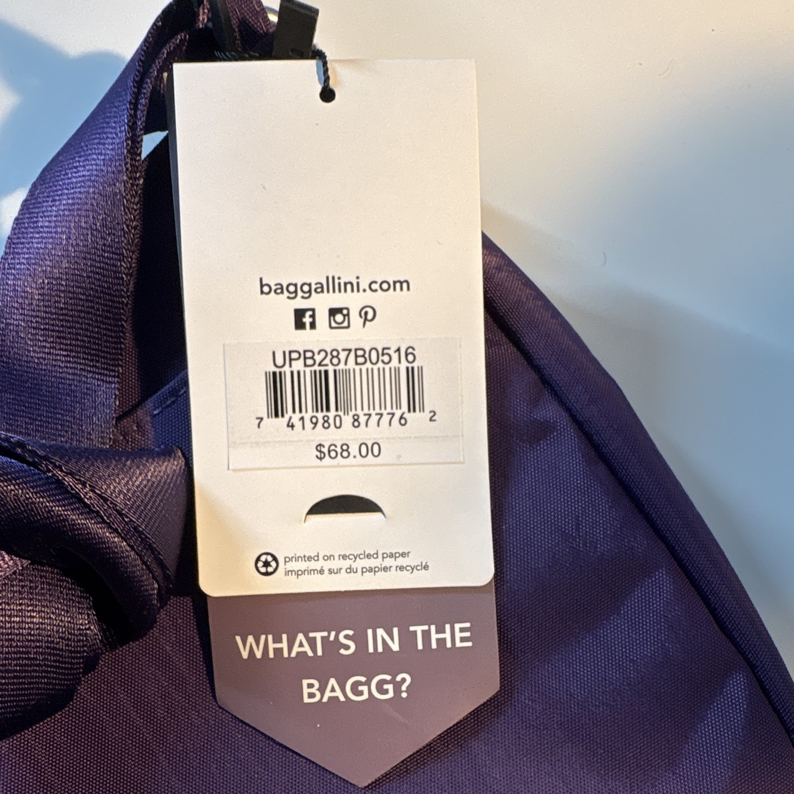 baggallini Purple Small Crossbody Bag Wristlet Zip RFID Water Resistant