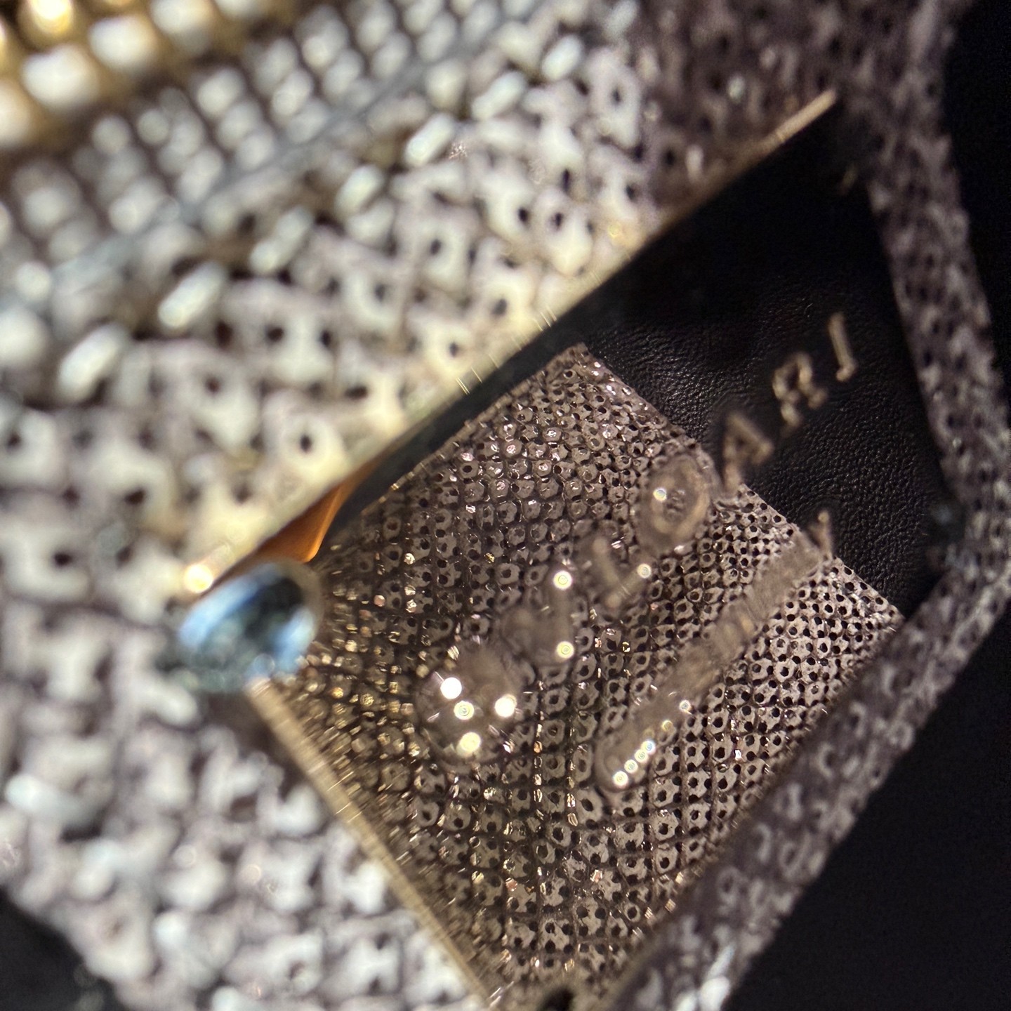 AUTH Bvlgari Serpenti Forever Silver Galuchat Medium Crossbody Bag Gold