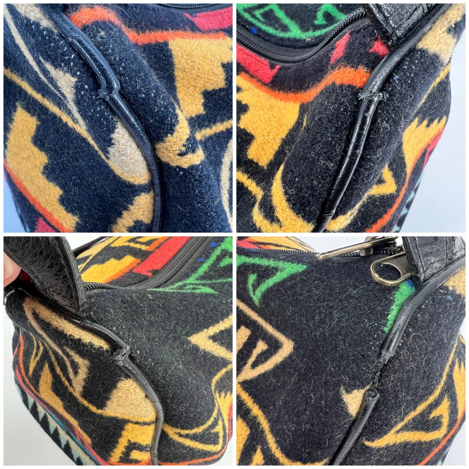 Pendleton Blanket Barrel Shoulder Bag Wool Blend Rainbow Aztec Southwestern READ