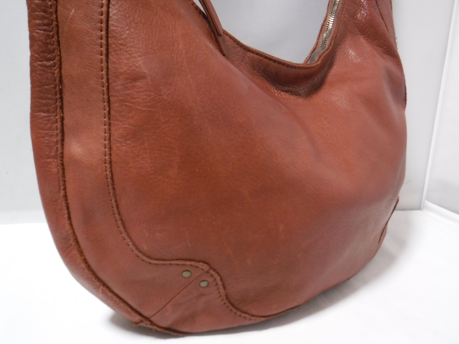 GA2 American Leather Co. Davis Brown Crescent Moon Hobo Detachable Strap Bag