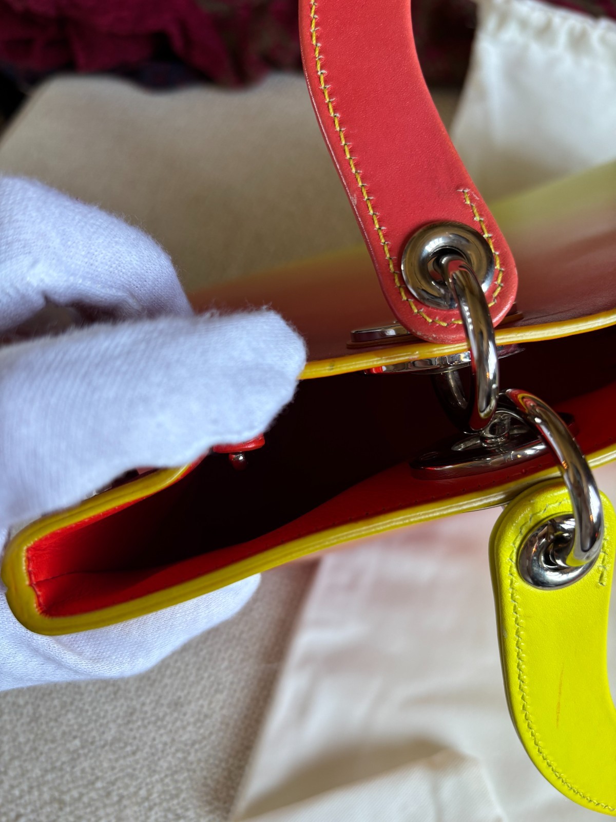 Christian Dior Classic Diorissimo Medium Tote Yellow/Orange Ombre- Pouch, Snaps
