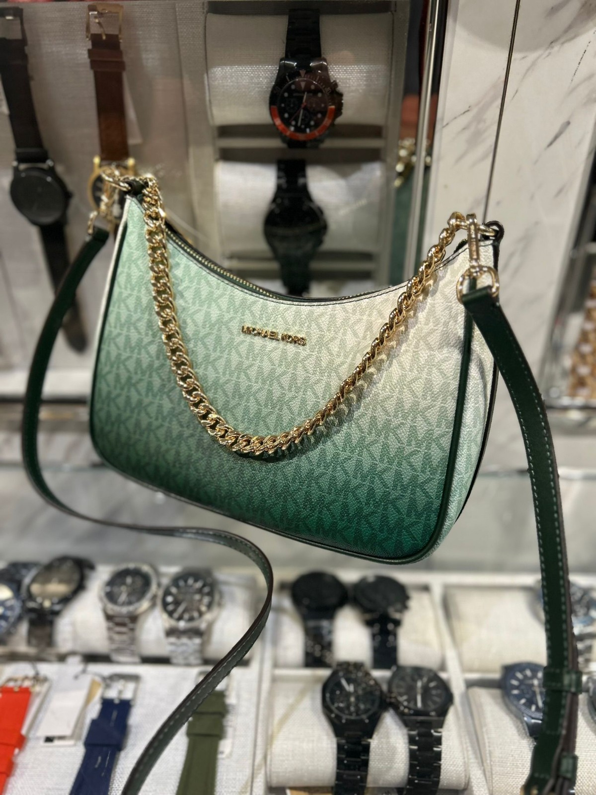 Michael Kors Large Bag Handbag Purse MK Crossbody Bag Green Handbag Shoulder MK