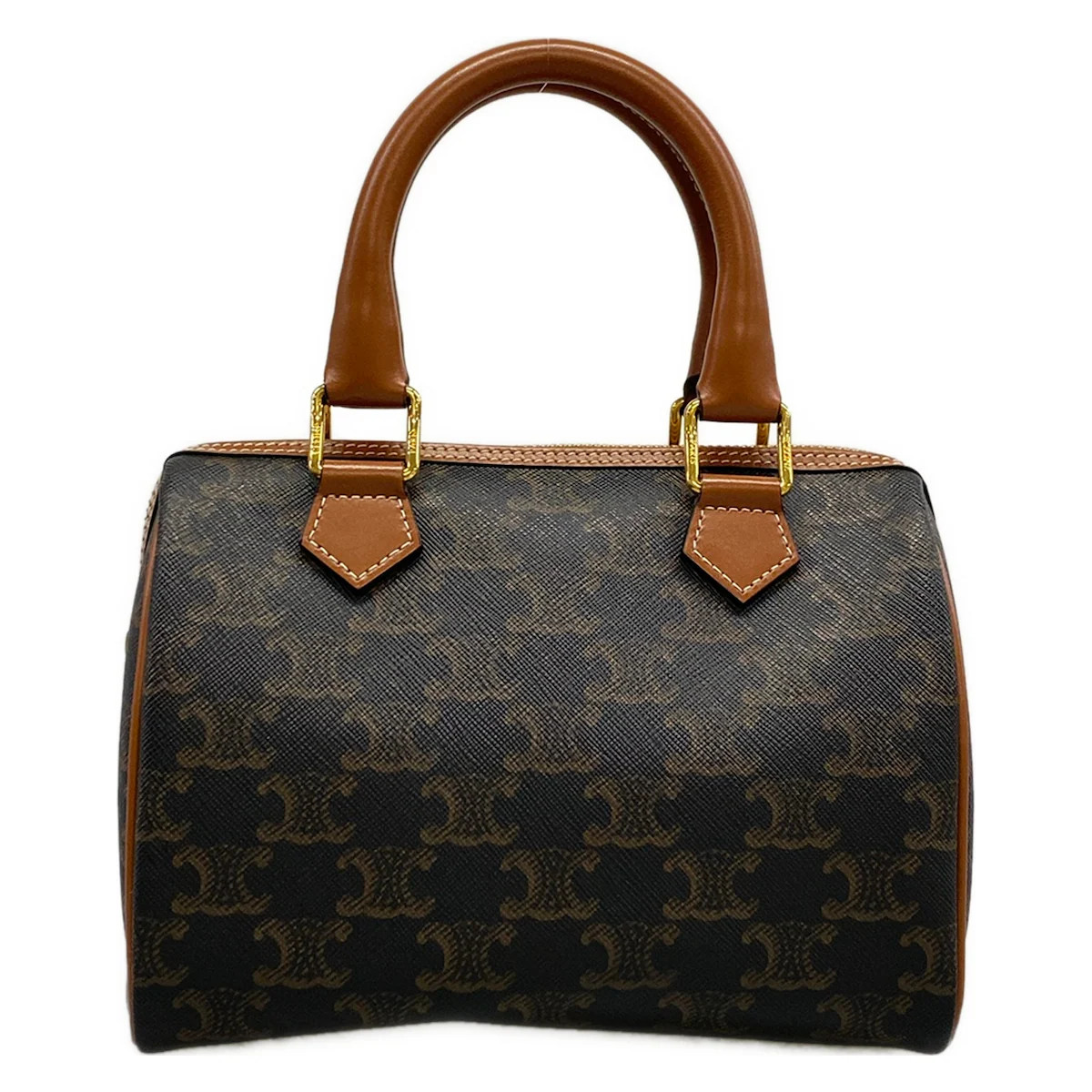 CELINE Small Boston/Trionf Canvas 197582CAS.04LU Black Brown Triomphe Canvas