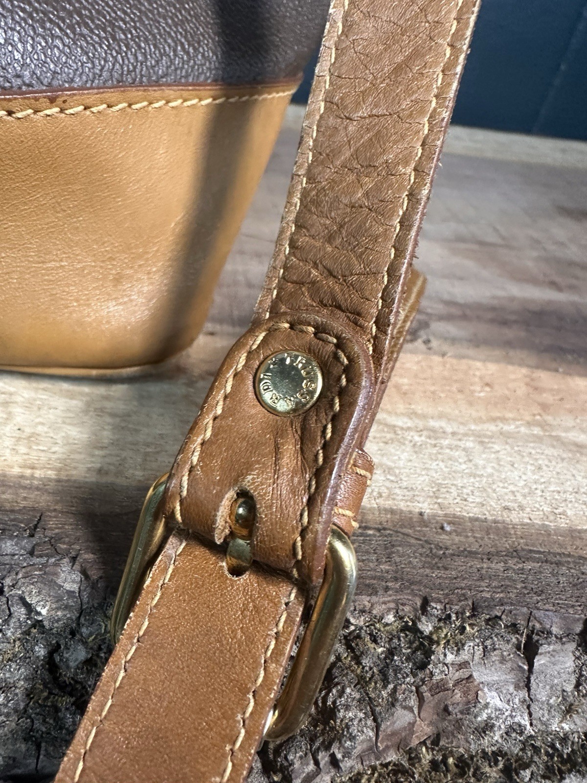 Vintage Trussardi Collezione Crespo Bucket Bag Brown Leather Italy