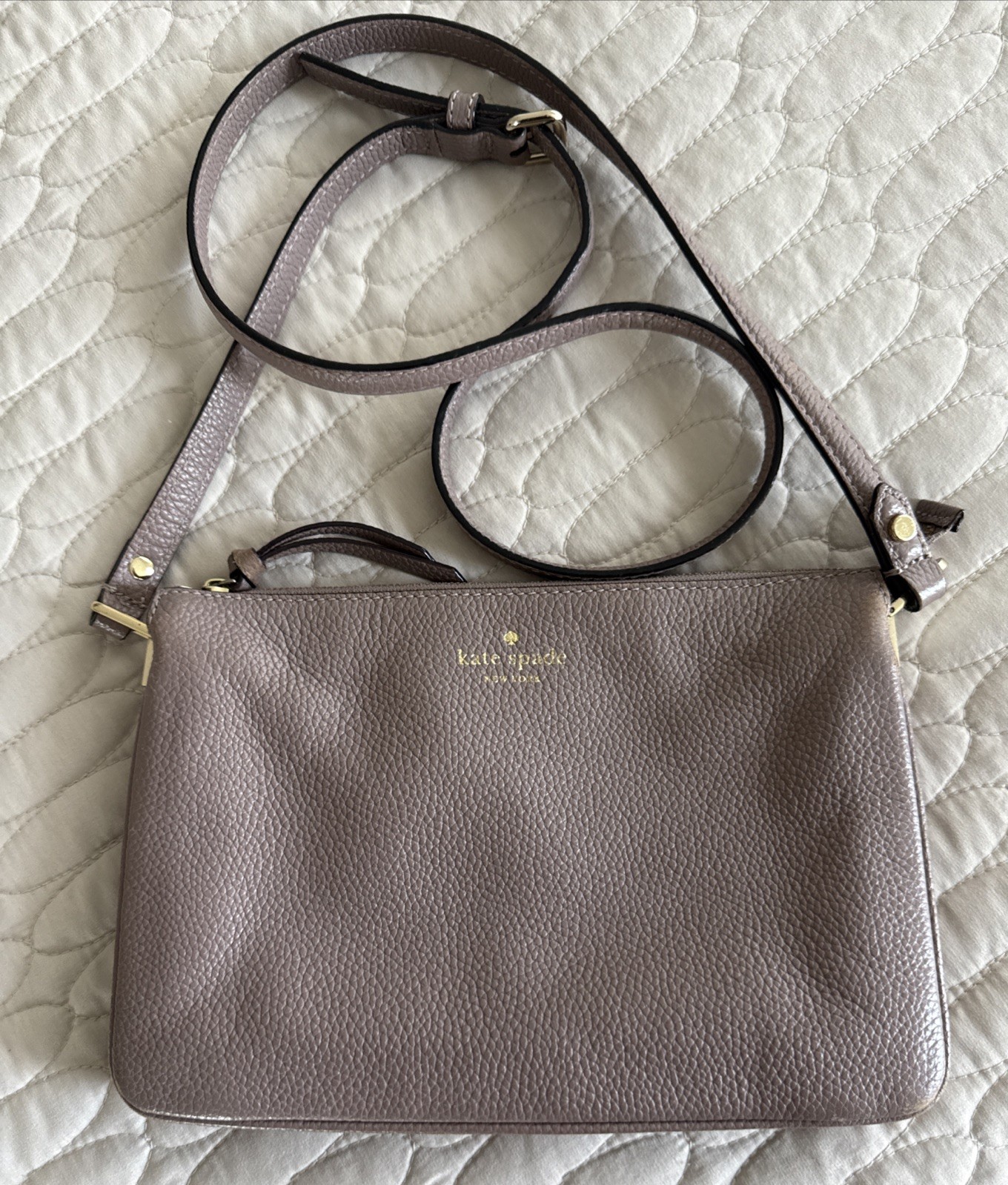 Kate Spade New York Crossbody Bag Taupe Mauve Leather
